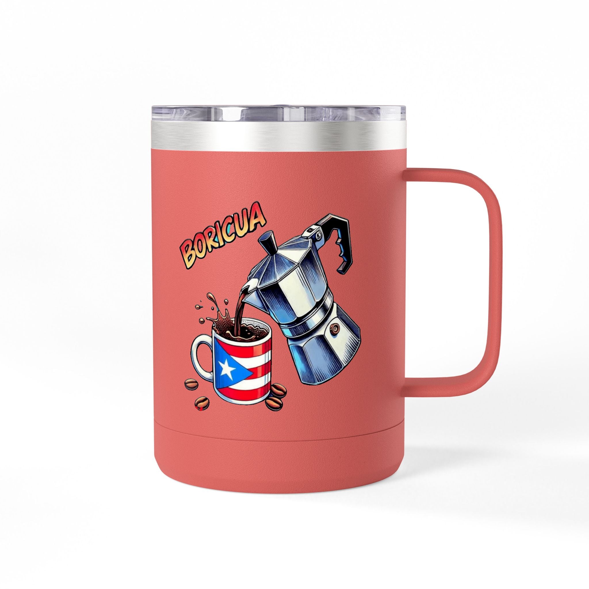 Puerto Rican Coffee Mug Tumbler, 15oz | Great Gift for Coffee Lovers, Unique Kitchen Decor, Perfect for Birthdays & Holidays - Metamorphosis Creations