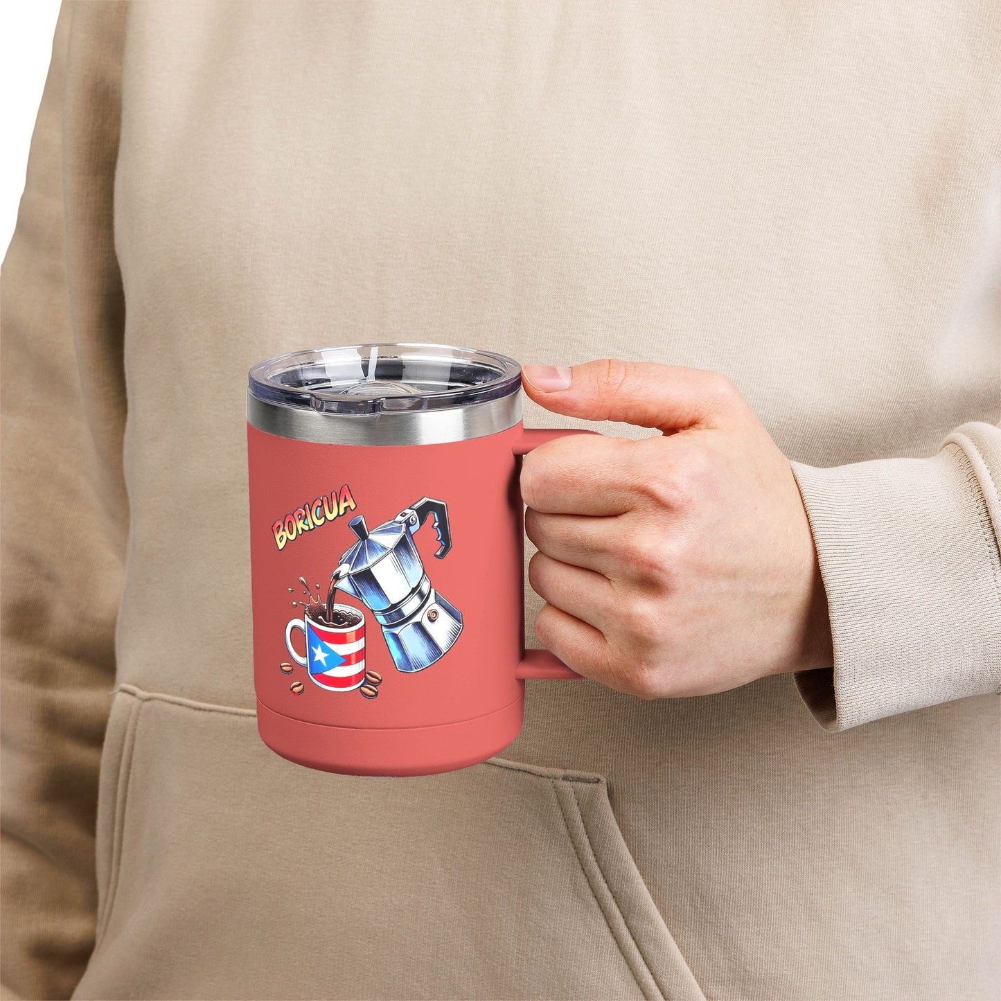 Puerto Rican Coffee Mug Tumbler, 15oz | Great Gift for Coffee Lovers, Unique Kitchen Decor, Perfect for Birthdays & Holidays - Metamorphosis Creations
