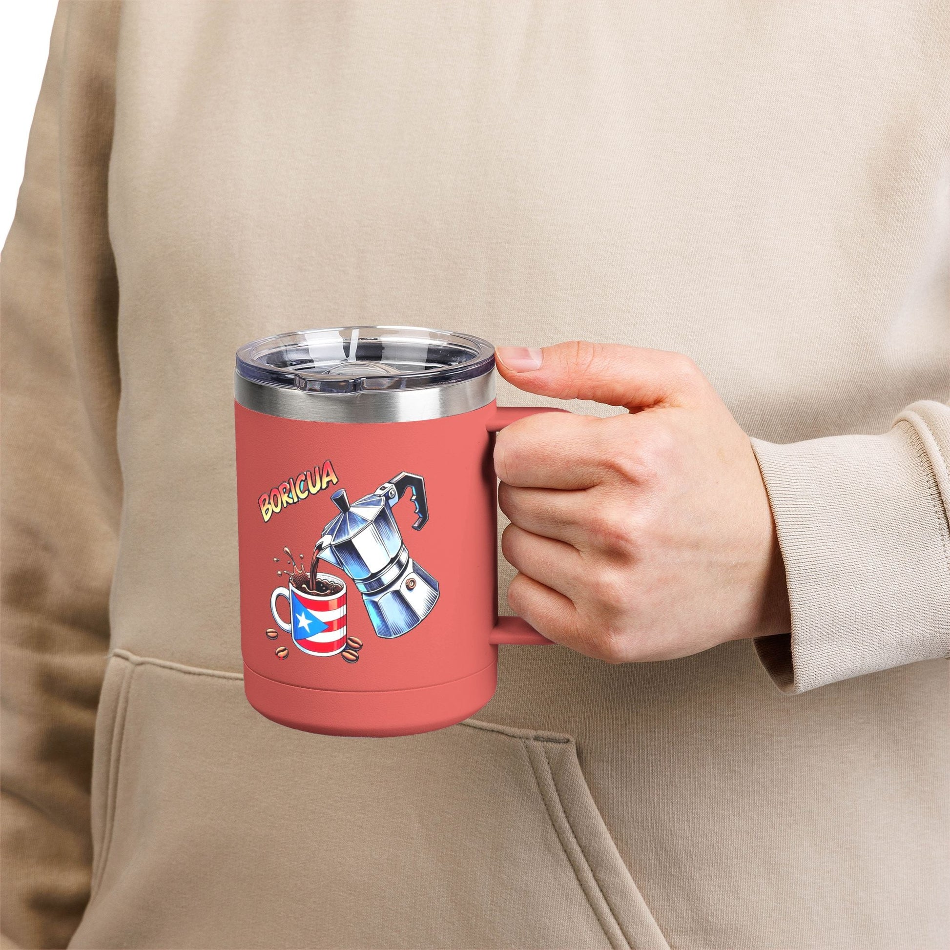 Puerto Rican Coffee Mug Tumbler, 15oz | Great Gift for Coffee Lovers, Unique Kitchen Decor, Perfect for Birthdays & Holidays - Metamorphosis Creations