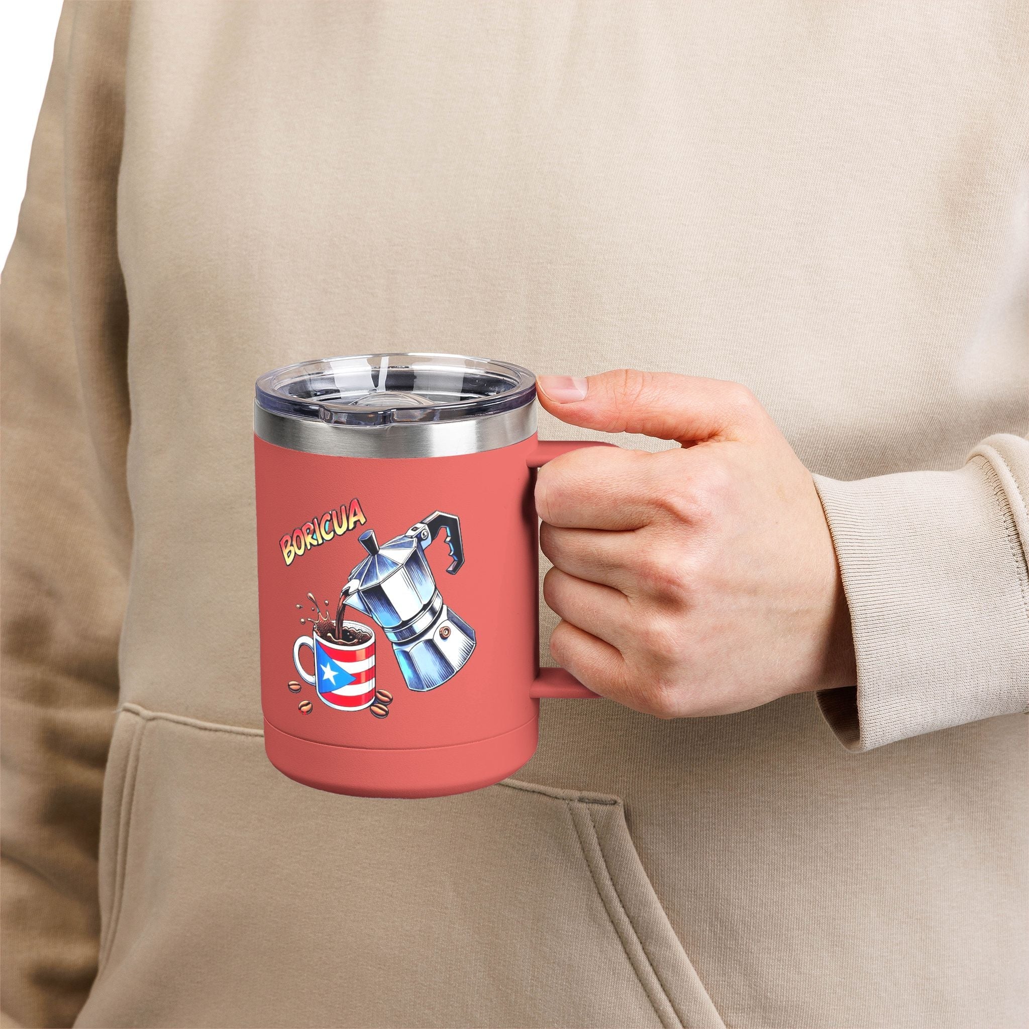 Puerto Rican Coffee Mug Tumbler, 15oz | Great Gift for Coffee Lovers, Unique Kitchen Decor, Perfect for Birthdays & Holidays - Metamorphosis Creations