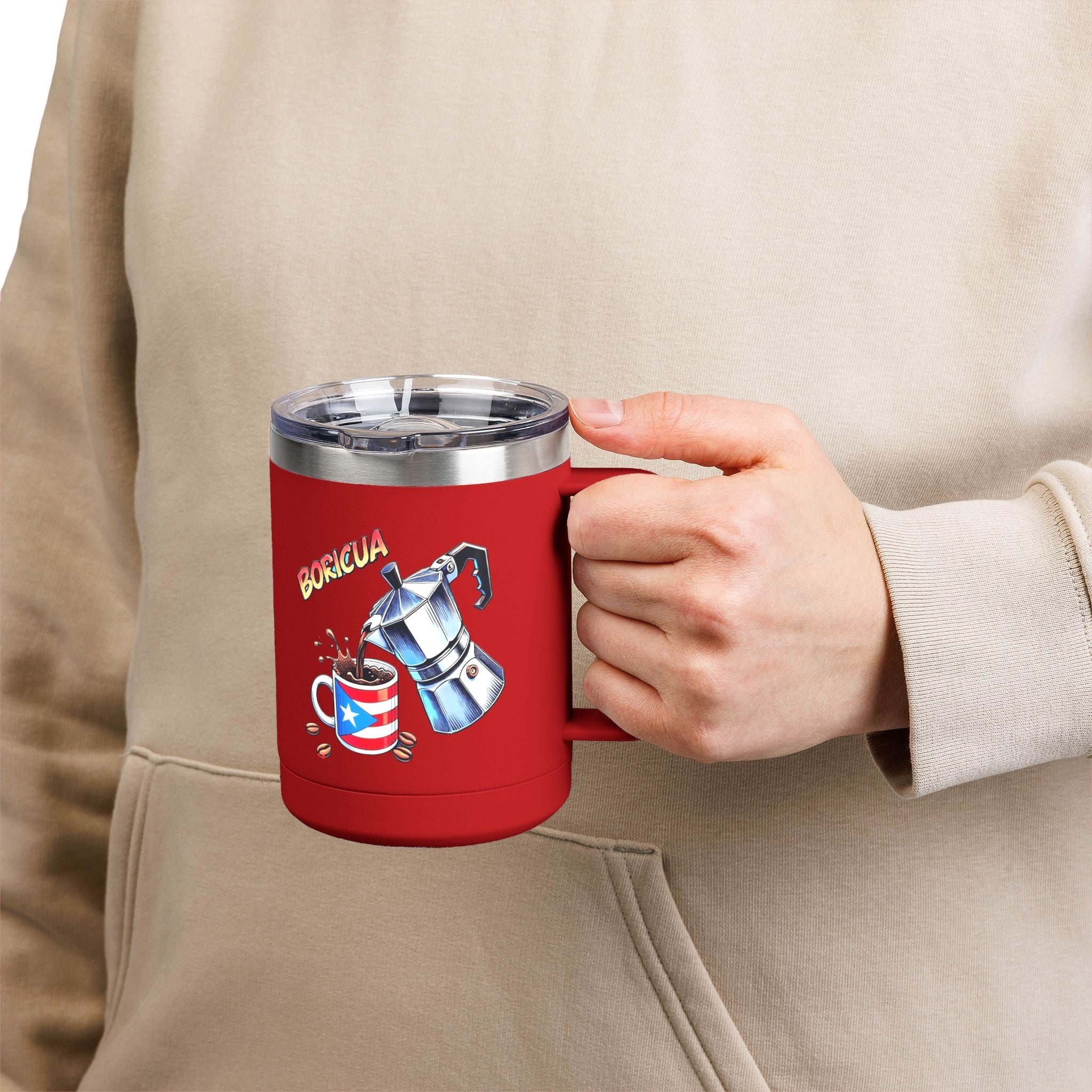 Puerto Rican Coffee Mug Tumbler, 15oz | Great Gift for Coffee Lovers, Unique Kitchen Decor, Perfect for Birthdays & Holidays - Metamorphosis Creations