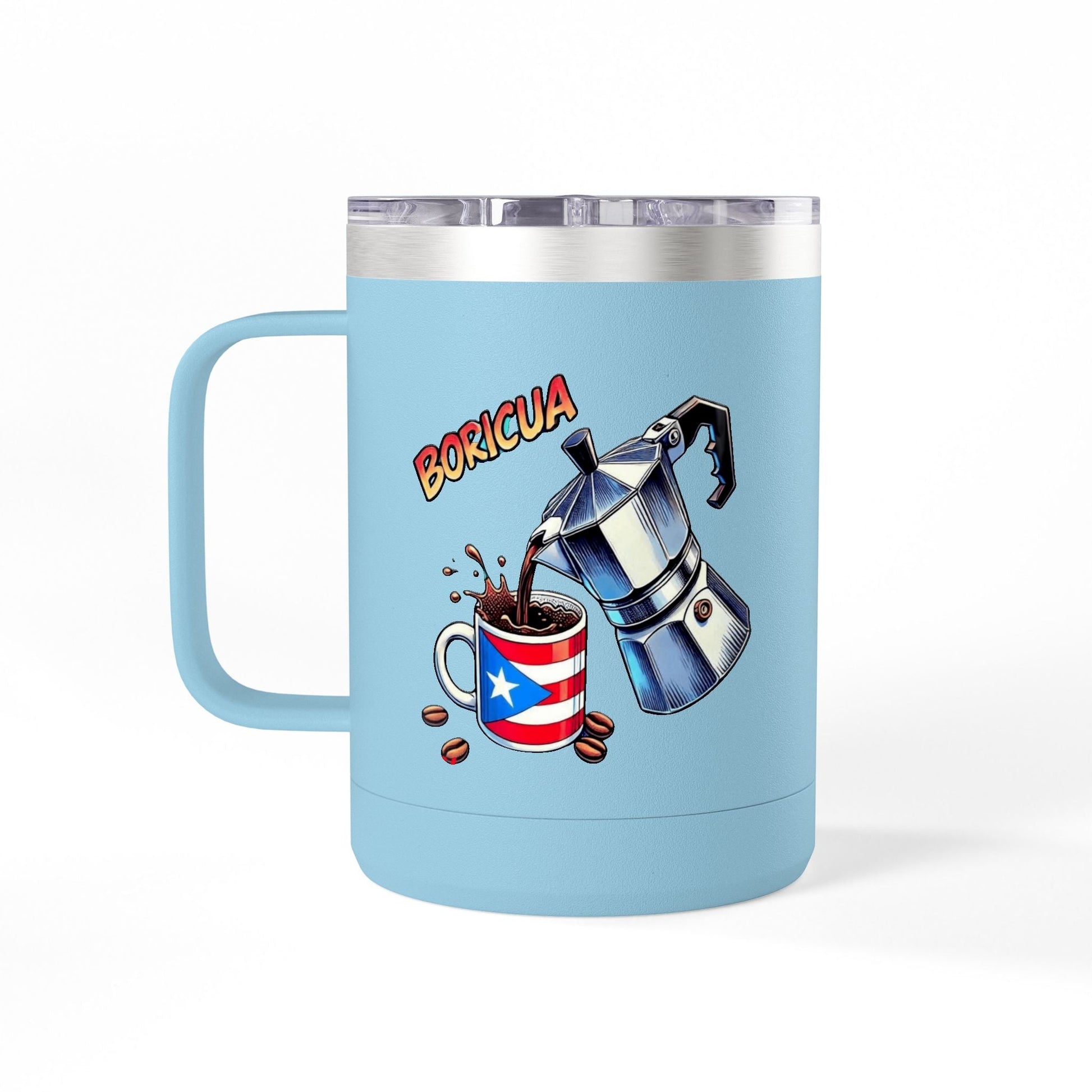 Puerto Rican Coffee Mug Tumbler, 15oz | Great Gift for Coffee Lovers, Unique Kitchen Decor, Perfect for Birthdays & Holidays - Metamorphosis Creations