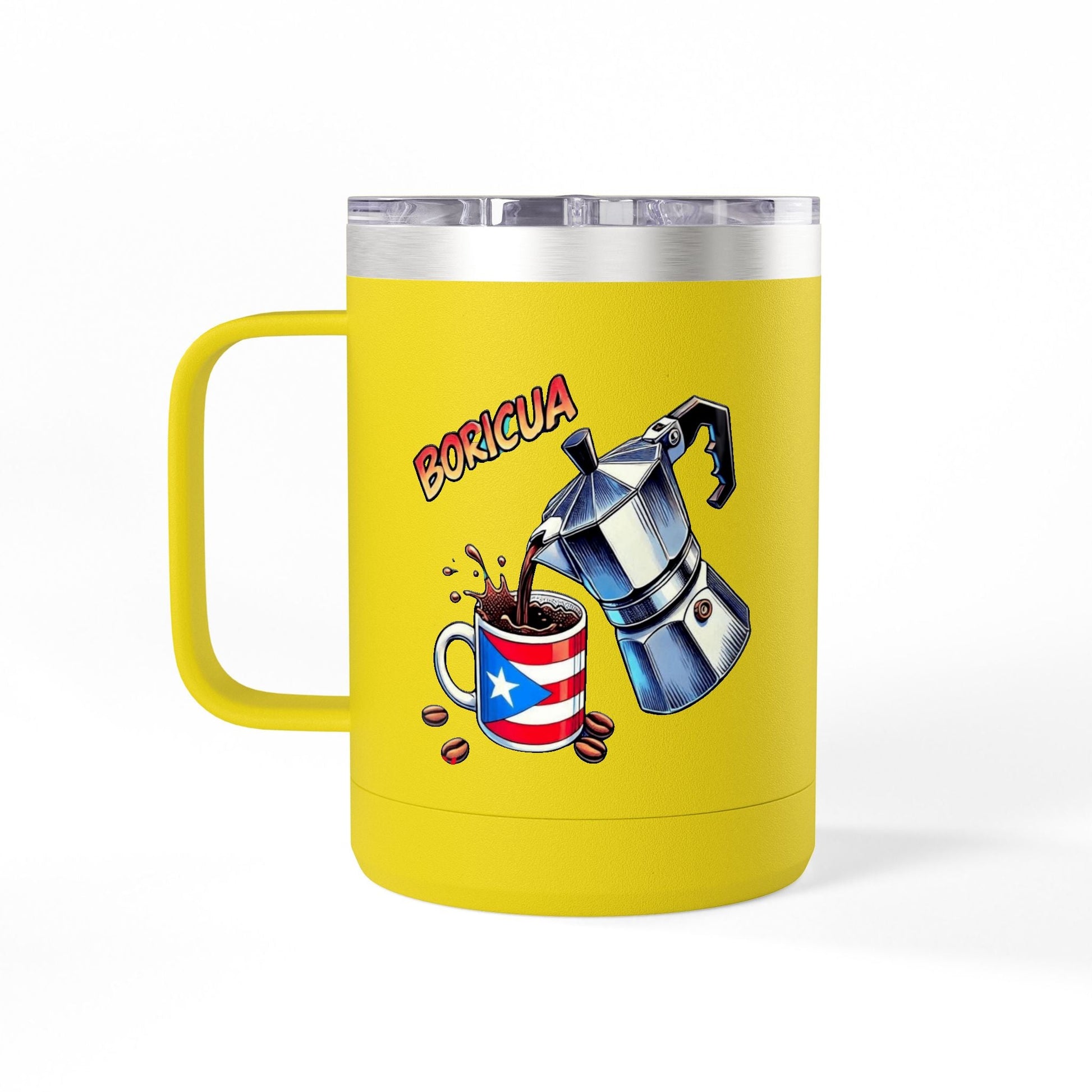 Puerto Rican Coffee Mug Tumbler, 15oz | Great Gift for Coffee Lovers, Unique Kitchen Decor, Perfect for Birthdays & Holidays - Metamorphosis Creations
