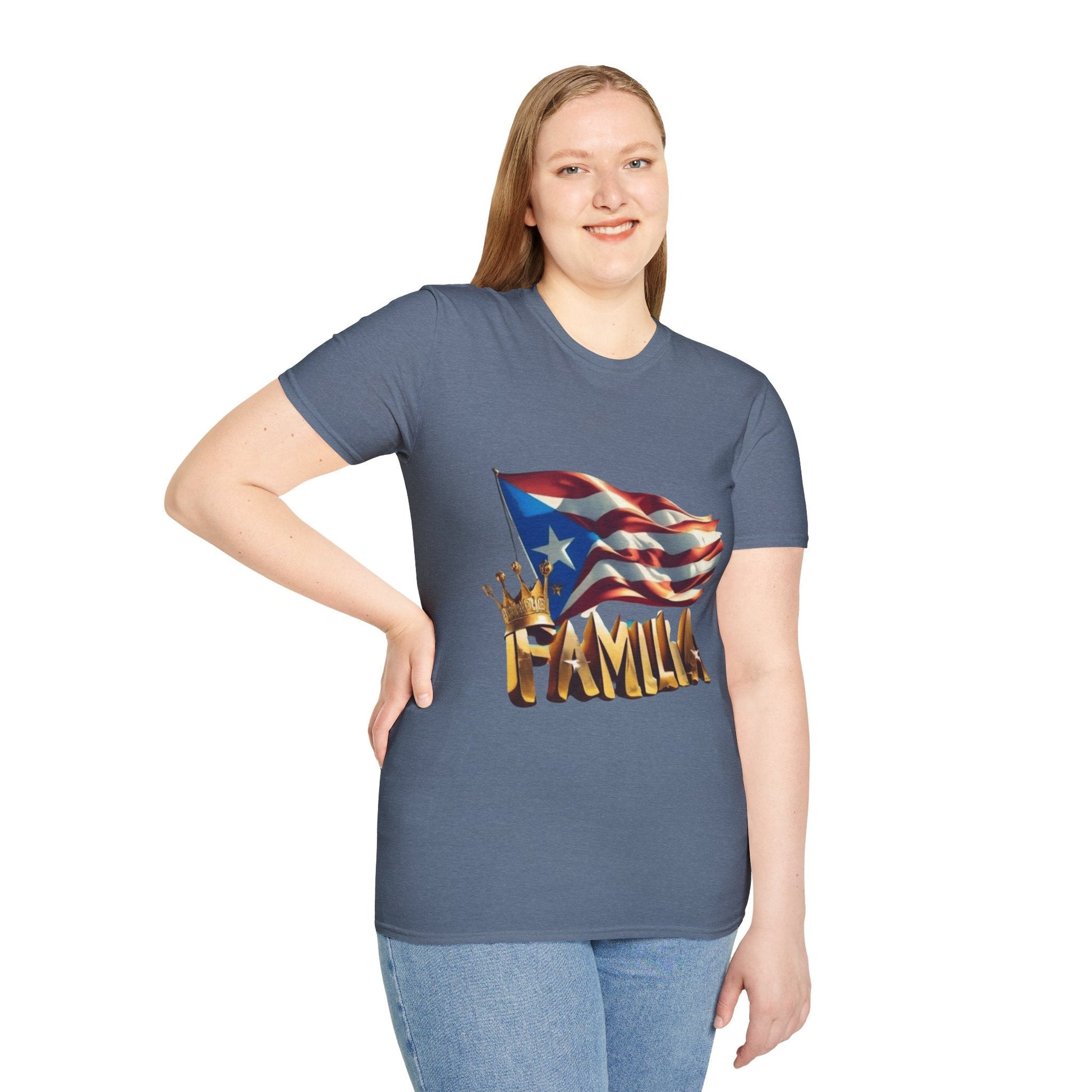 Puerto Rican Familia T-Shirt, Unisex Softstyle Tee, Patriotic Shirt, Family Unity Gift, Summer Celebration Apparel - Metamorphosis Creations