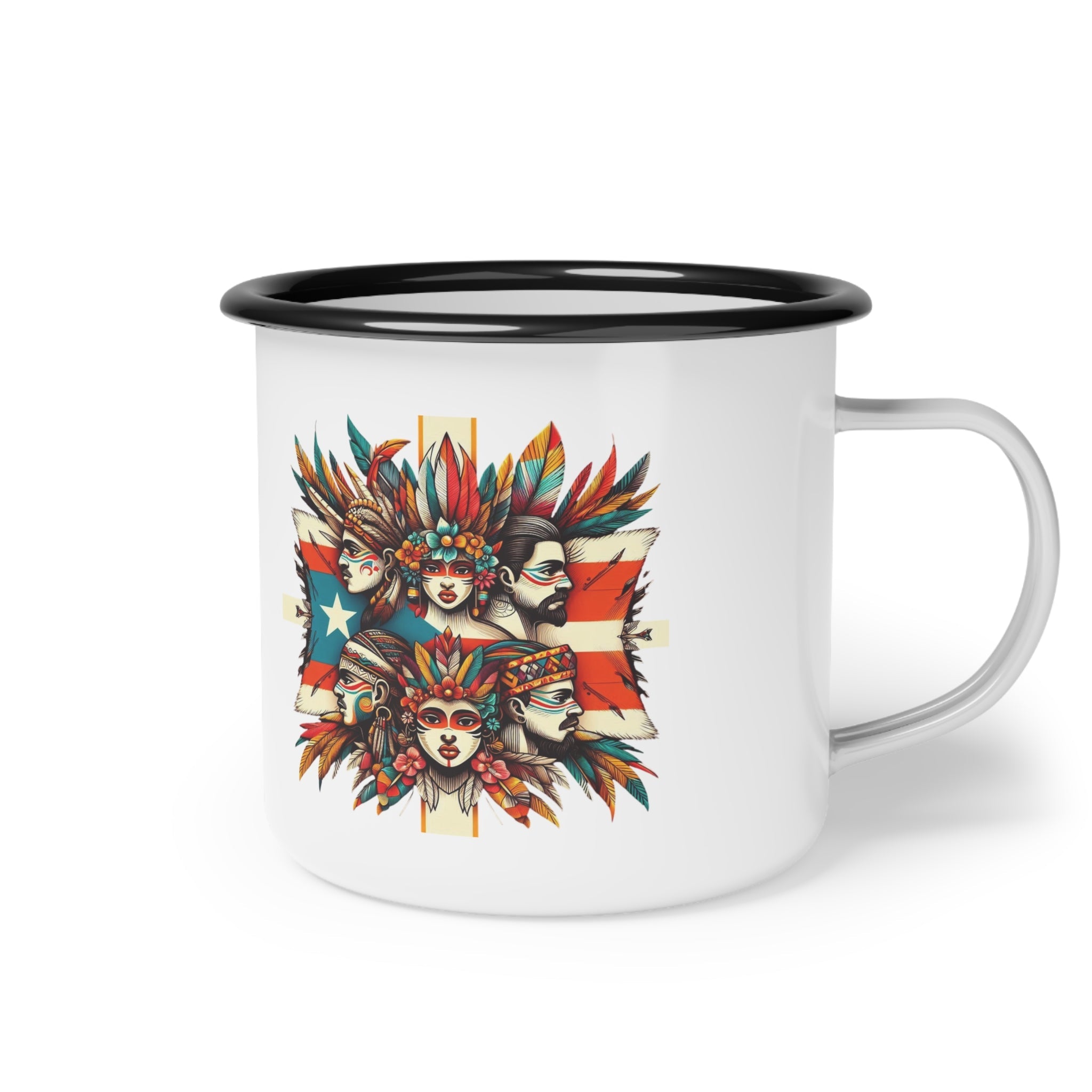 Puerto Rican Flag Mug Enamel Camp Cup - Metamorphosis Creations