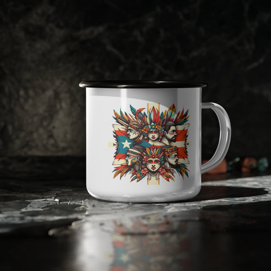 Puerto Rican Flag Mug Enamel Camp Cup - Metamorphosis Creations