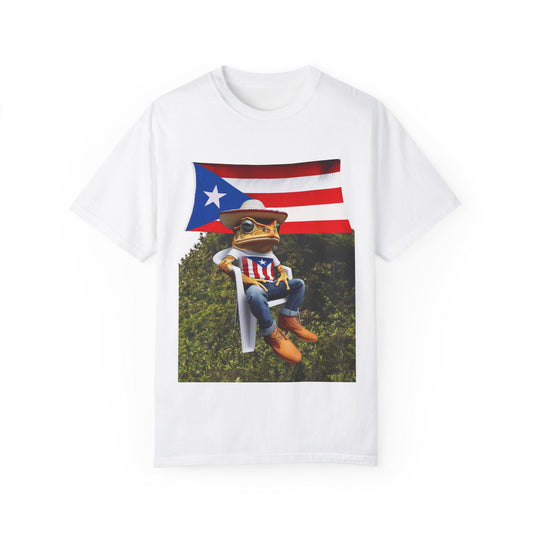 Puerto Rican Flag Shirt CoquÃ­ Frog T-Shirt Boricua Unisex Tee, Taino Puerto Rico Gift, Garment Dyed Vintage Look Graphic Shirt - Metamorphosis Creations