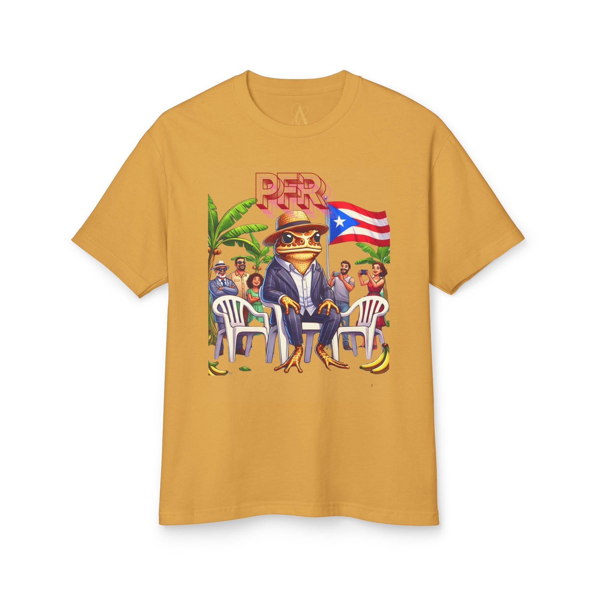 Puerto Rican Flag T-Shirt, CoquÃ­ Frog Graphic Tee, Unisex Heavyweight Garment - Dyed Cotton Shirt - Metamorphosis Creations