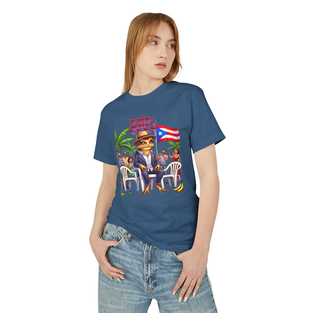 Puerto Rican Flag T-Shirt, CoquÃ­ Frog Graphic Tee, Unisex Heavyweight Garment - Dyed Cotton Shirt - Metamorphosis Creations