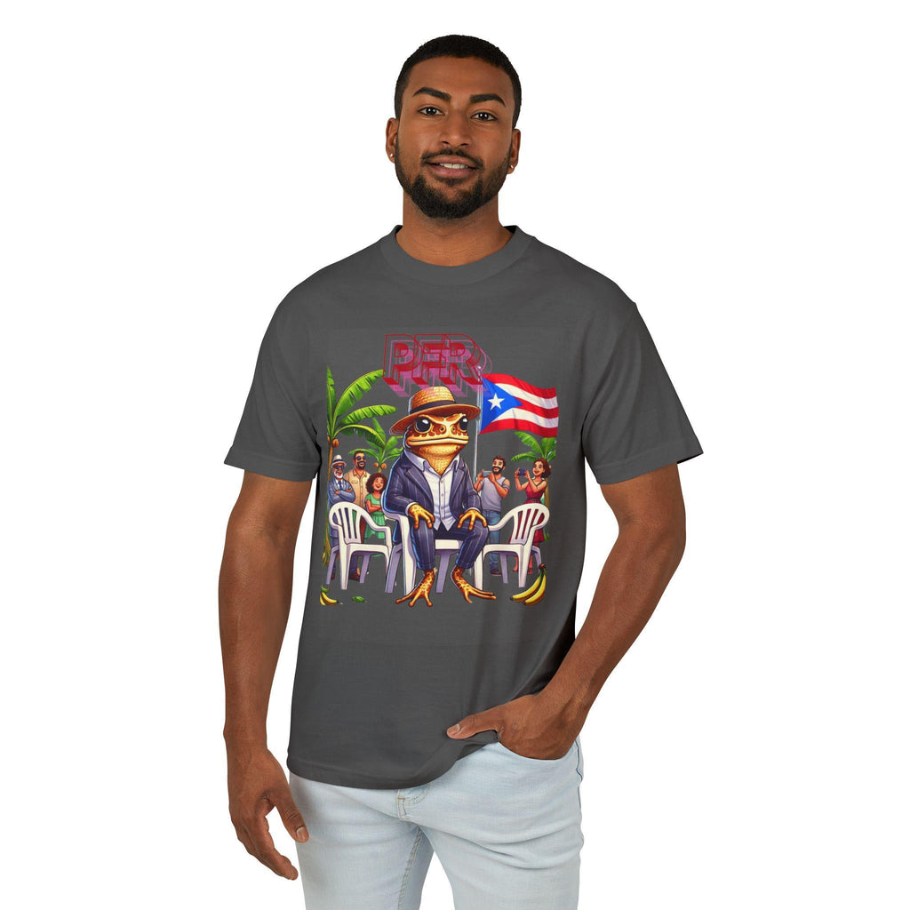 Puerto Rican Flag T-Shirt, CoquÃ­ Frog Graphic Tee, Unisex Heavyweight Garment - Dyed Cotton Shirt - Metamorphosis Creations