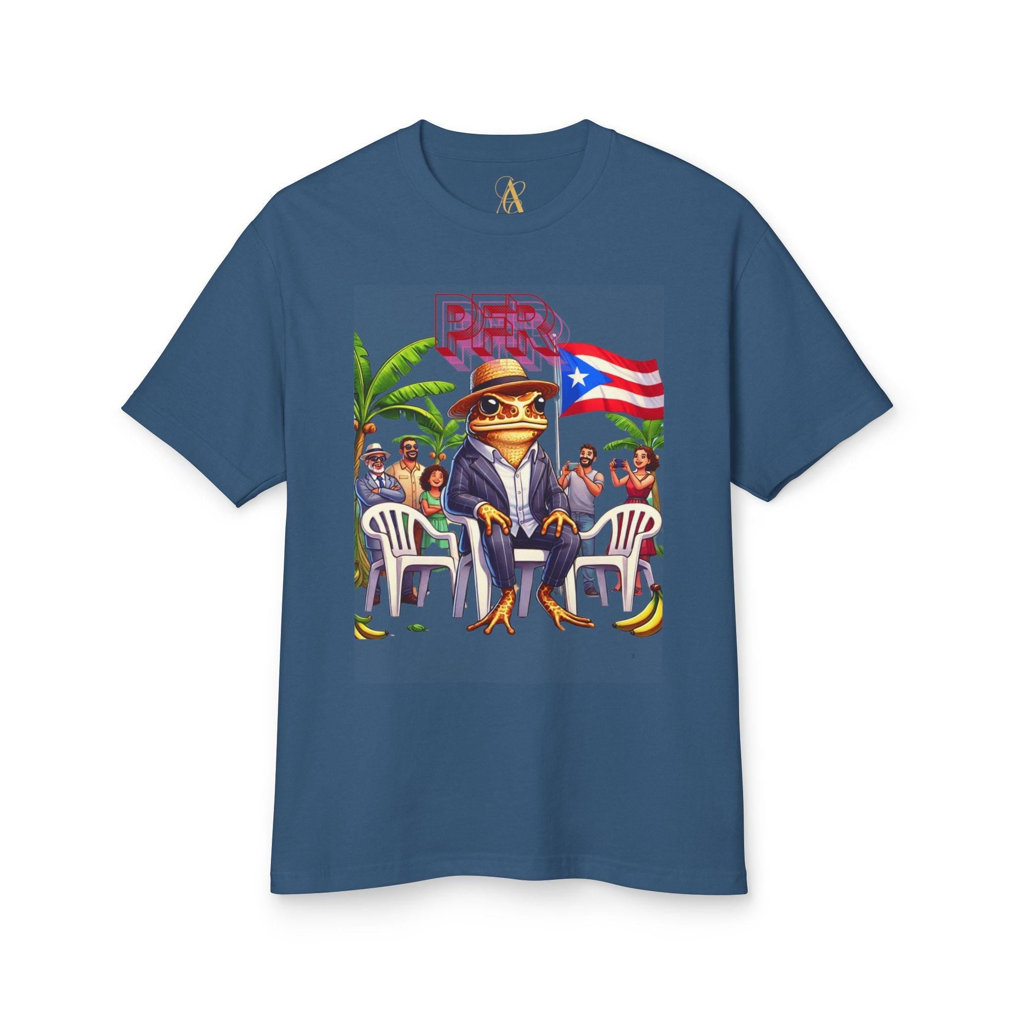 Puerto Rican Flag T-Shirt, CoquÃ­ Frog Graphic Tee, Unisex Heavyweight Garment - Dyed Cotton Shirt - Metamorphosis Creations