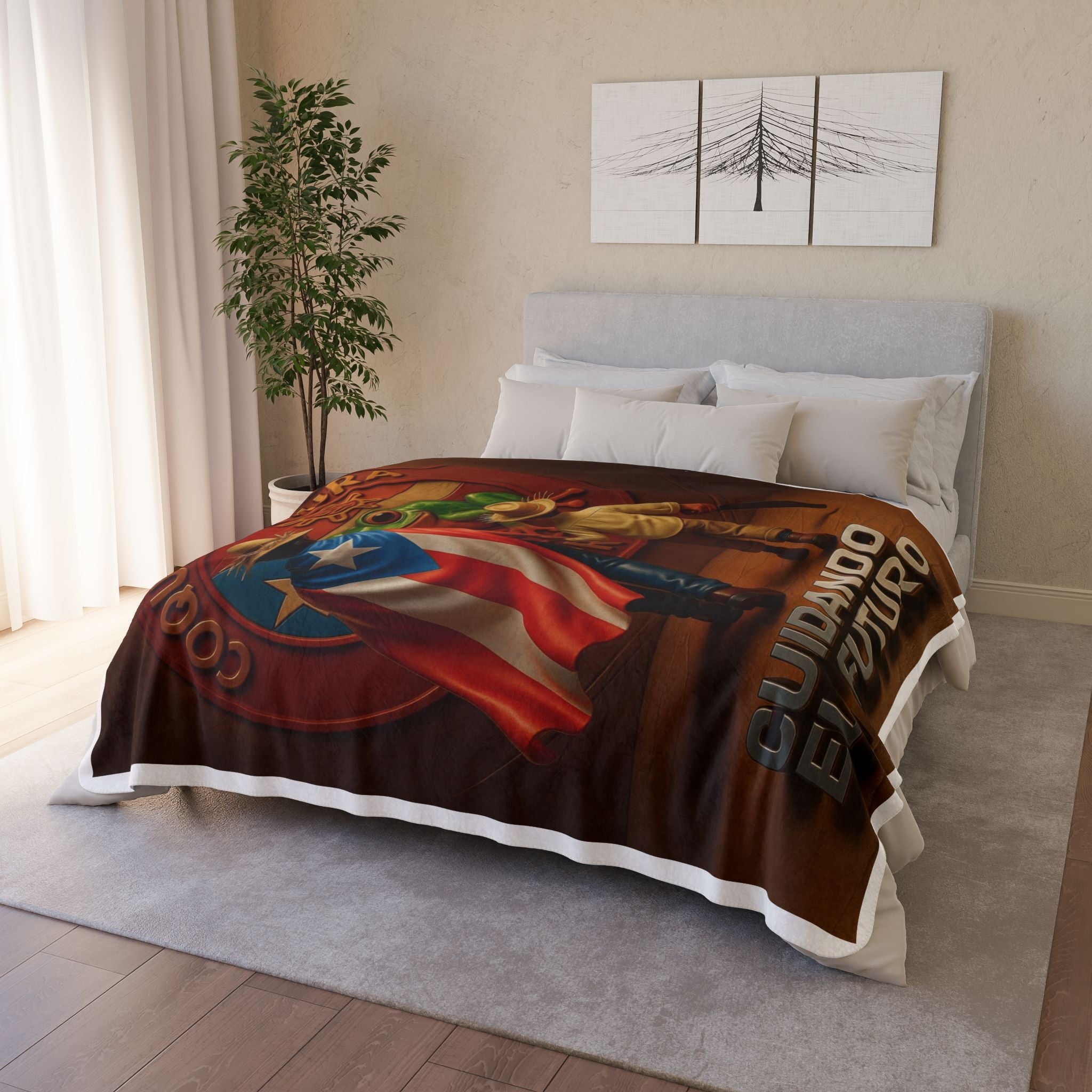 Puerto Rican Heritage Sherpa Blanket – Cultural Pride Throw for Home & Gifts - Metamorphosis Creations