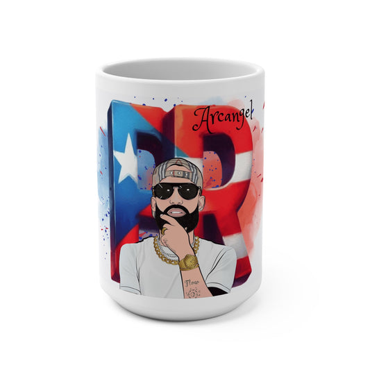 Puerto Rican Pride Mug, 15oz Coffee Cup, Gift for Arcangel Fans, Culture Celebration, Unique Home Decor - Metamorphosis Creations