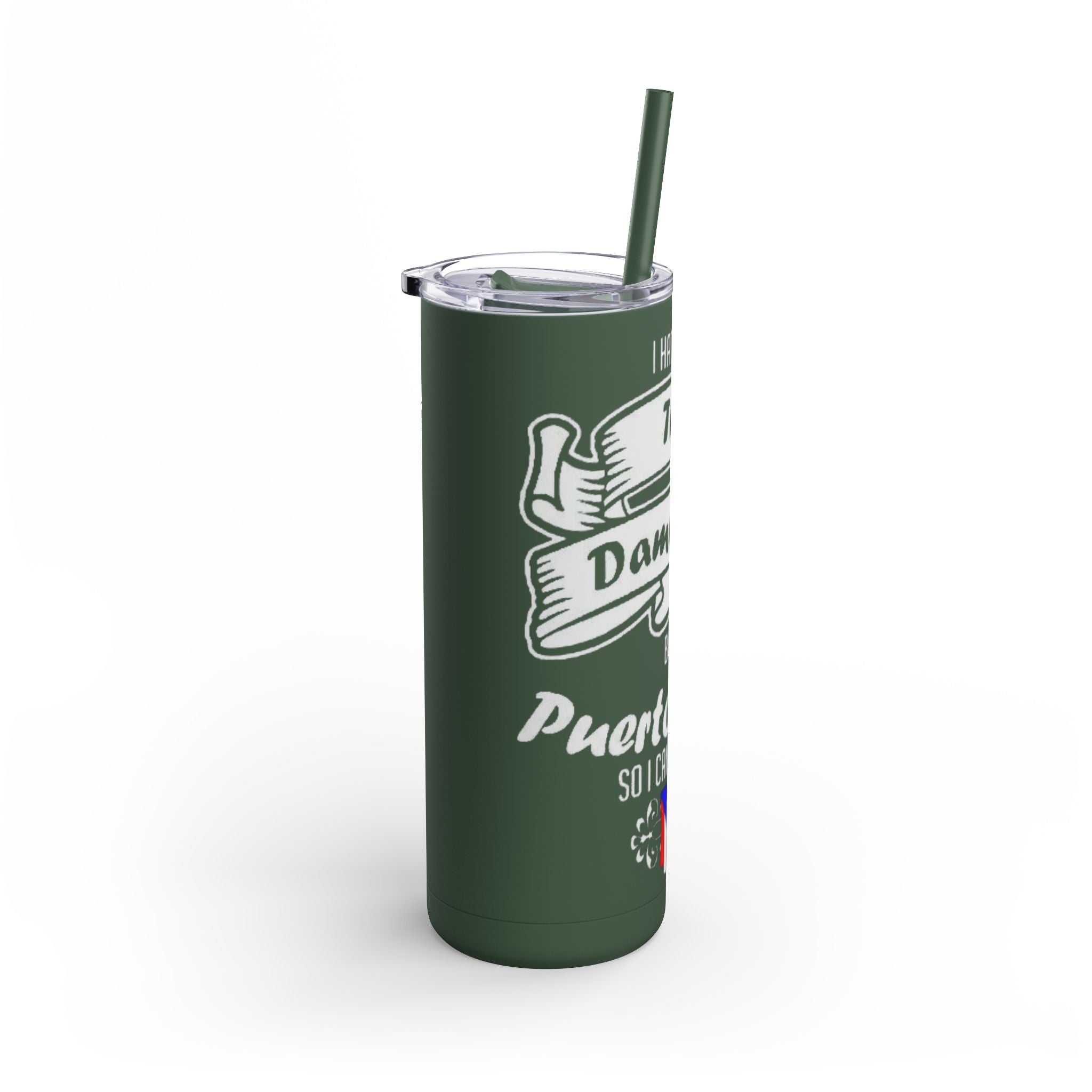 Puerto Rican Pride Skinny Matte Tumbler, 20oz | Perfect Gift for Afro - Latinx, Birthday, BBQ, Celebration, Fun Drinkware - Metamorphosis Creations