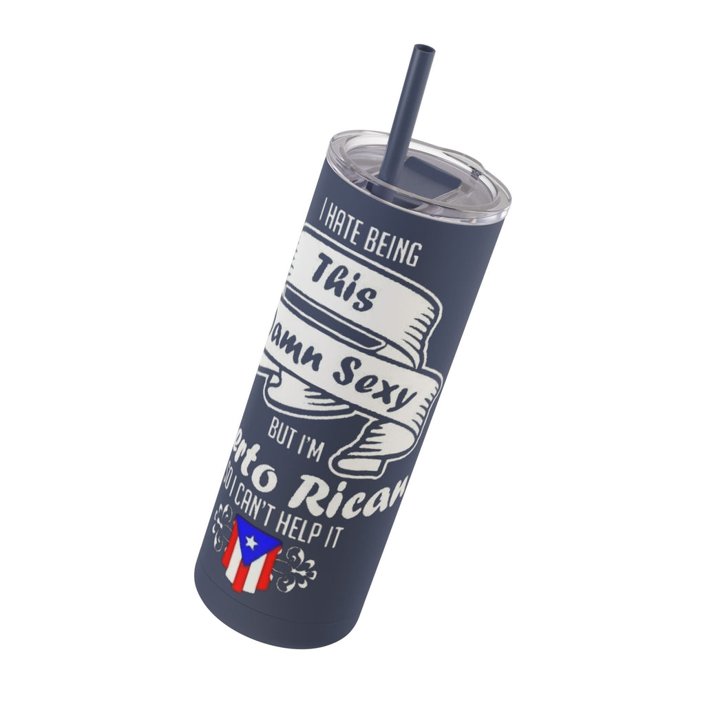 Puerto Rican Pride Skinny Matte Tumbler, 20oz | Perfect Gift for Afro - Latinx, Birthday, BBQ, Celebration, Fun Drinkware - Metamorphosis Creations