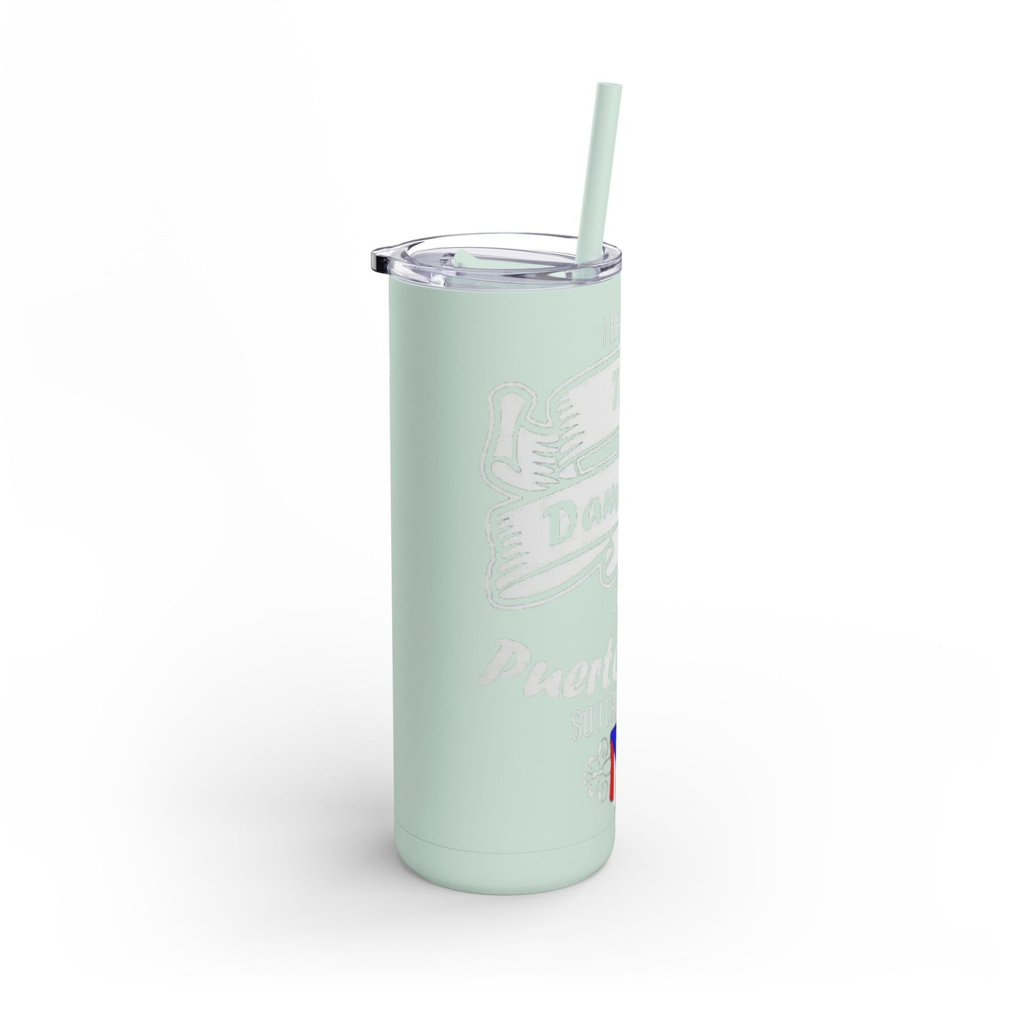 Puerto Rican Pride Skinny Matte Tumbler, 20oz | Perfect Gift for Afro - Latinx, Birthday, BBQ, Celebration, Fun Drinkware - Metamorphosis Creations