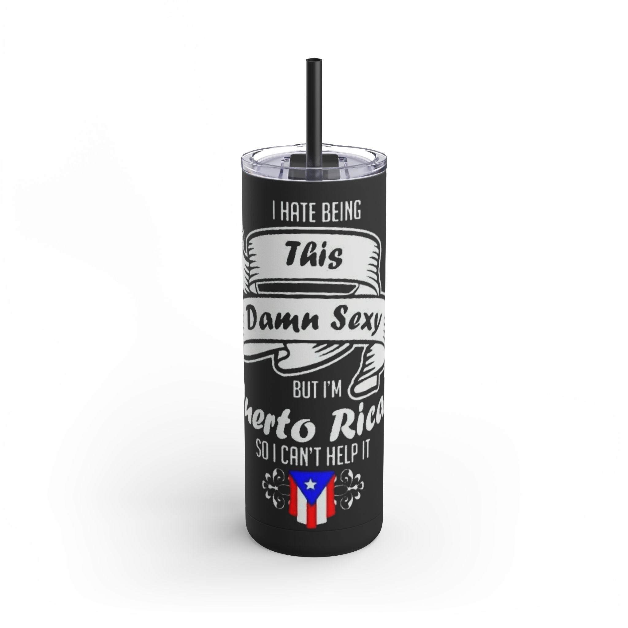 Puerto Rican Pride Skinny Matte Tumbler, 20oz | Perfect Gift for Afro - Latinx, Birthday, BBQ, Celebration, Fun Drinkware - Metamorphosis Creations