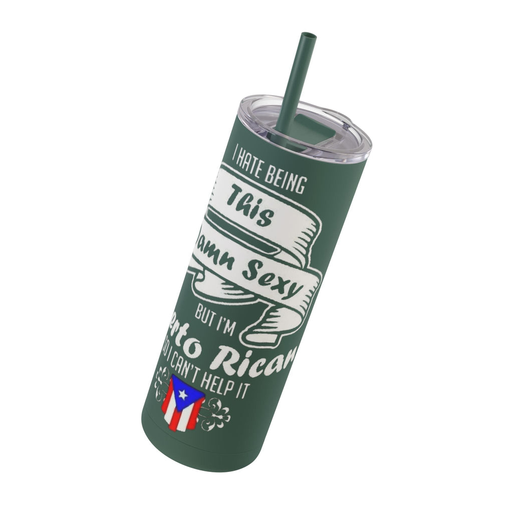 Puerto Rican Pride Skinny Matte Tumbler, 20oz | Perfect Gift for Afro - Latinx, Birthday, BBQ, Celebration, Fun Drinkware - Metamorphosis Creations