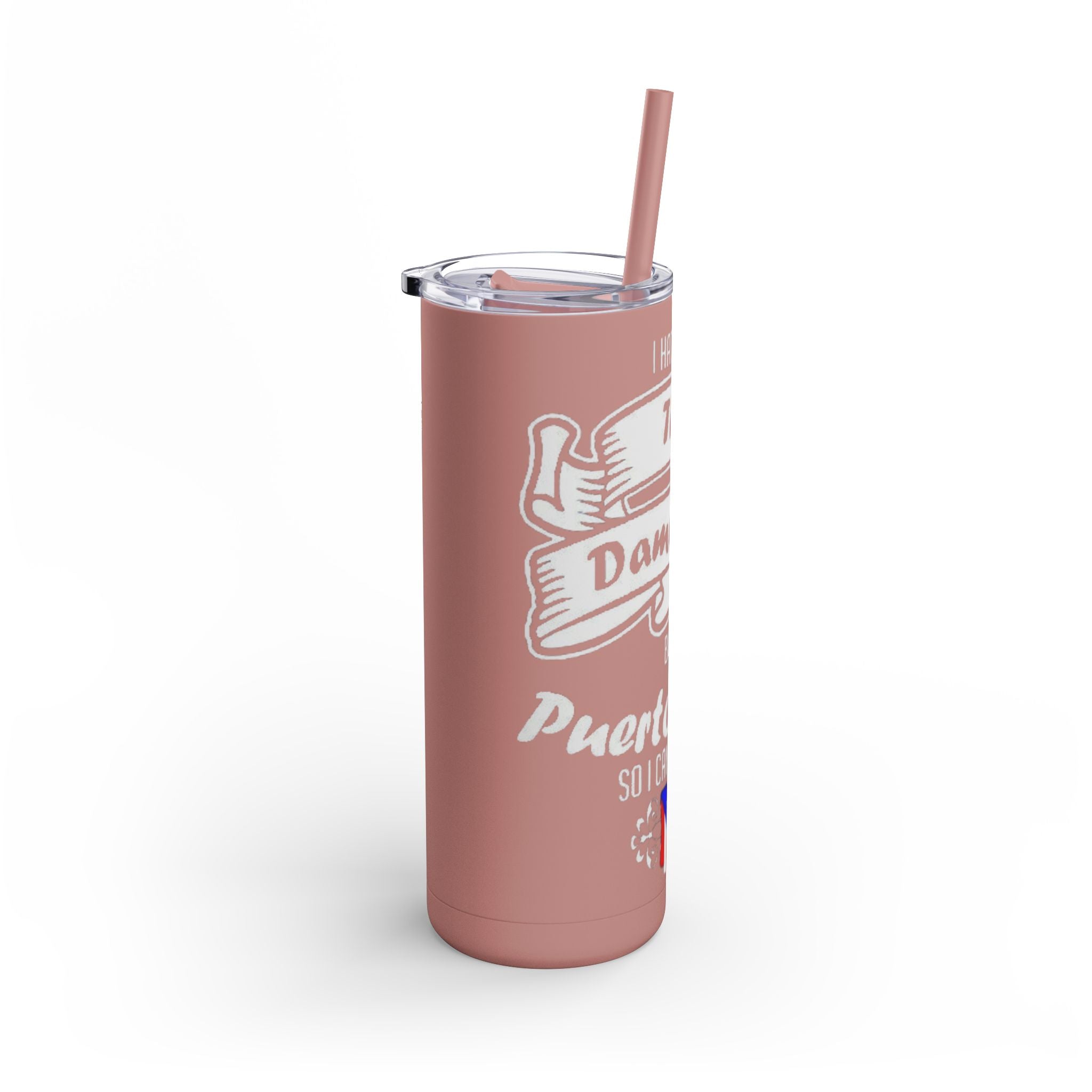 Puerto Rican Pride Skinny Matte Tumbler, 20oz | Perfect Gift for Afro - Latinx, Birthday, BBQ, Celebration, Fun Drinkware - Metamorphosis Creations