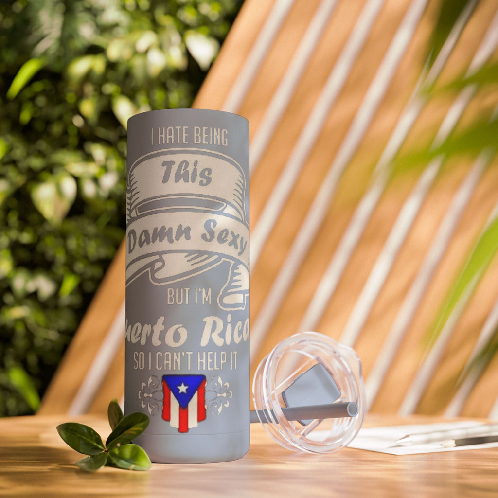 Puerto Rican Pride Skinny Matte Tumbler, 20oz | Perfect Gift for Afro - Latinx, Birthday, BBQ, Celebration, Fun Drinkware - Metamorphosis Creations