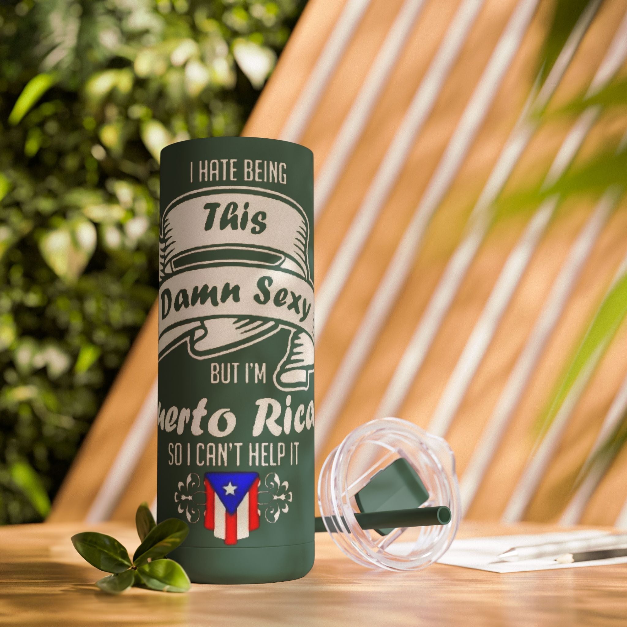 Puerto Rican Pride Skinny Matte Tumbler, 20oz | Perfect Gift for Afro - Latinx, Birthday, BBQ, Celebration, Fun Drinkware - Metamorphosis Creations