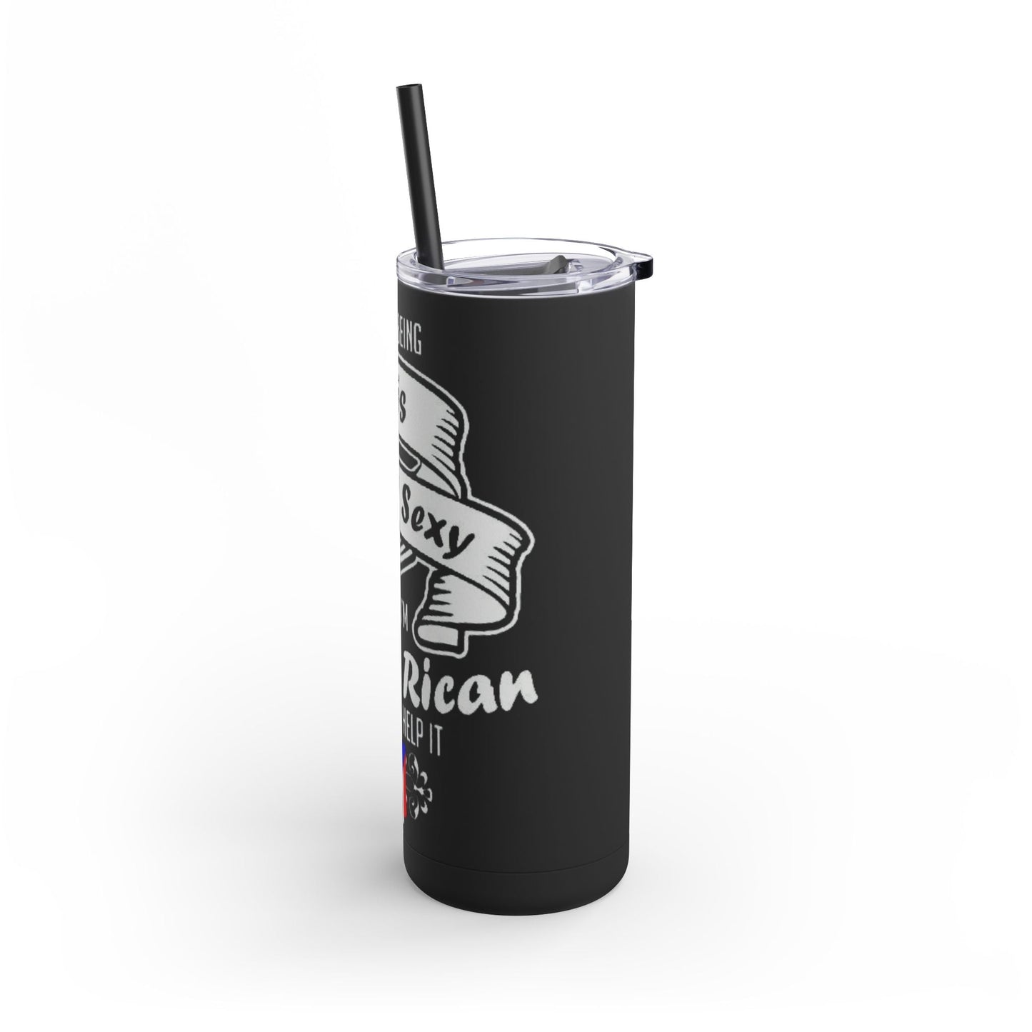 Puerto Rican Pride Skinny Matte Tumbler, 20oz | Perfect Gift for Afro - Latinx, Birthday, BBQ, Celebration, Fun Drinkware - Metamorphosis Creations