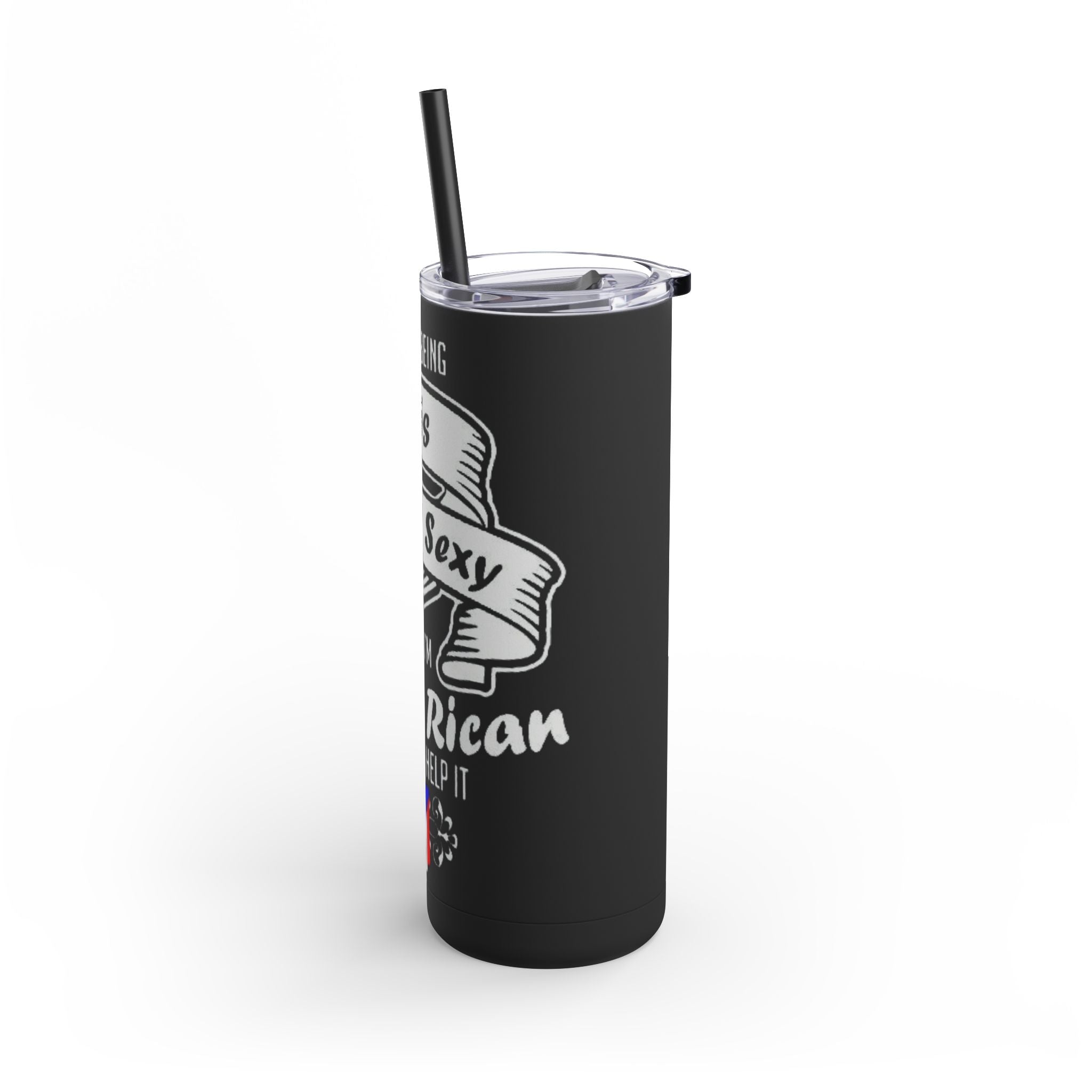 Puerto Rican Pride Skinny Matte Tumbler, 20oz | Perfect Gift for Afro - Latinx, Birthday, BBQ, Celebration, Fun Drinkware - Metamorphosis Creations
