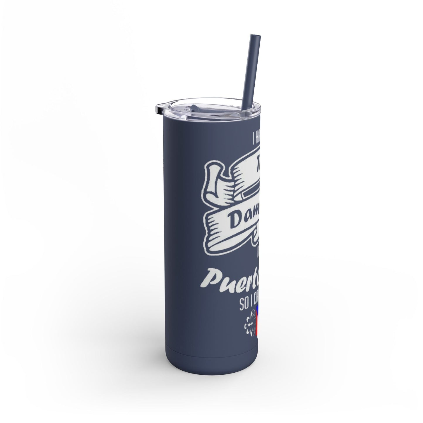 Puerto Rican Pride Skinny Matte Tumbler, 20oz | Perfect Gift for Afro - Latinx, Birthday, BBQ, Celebration, Fun Drinkware - Metamorphosis Creations