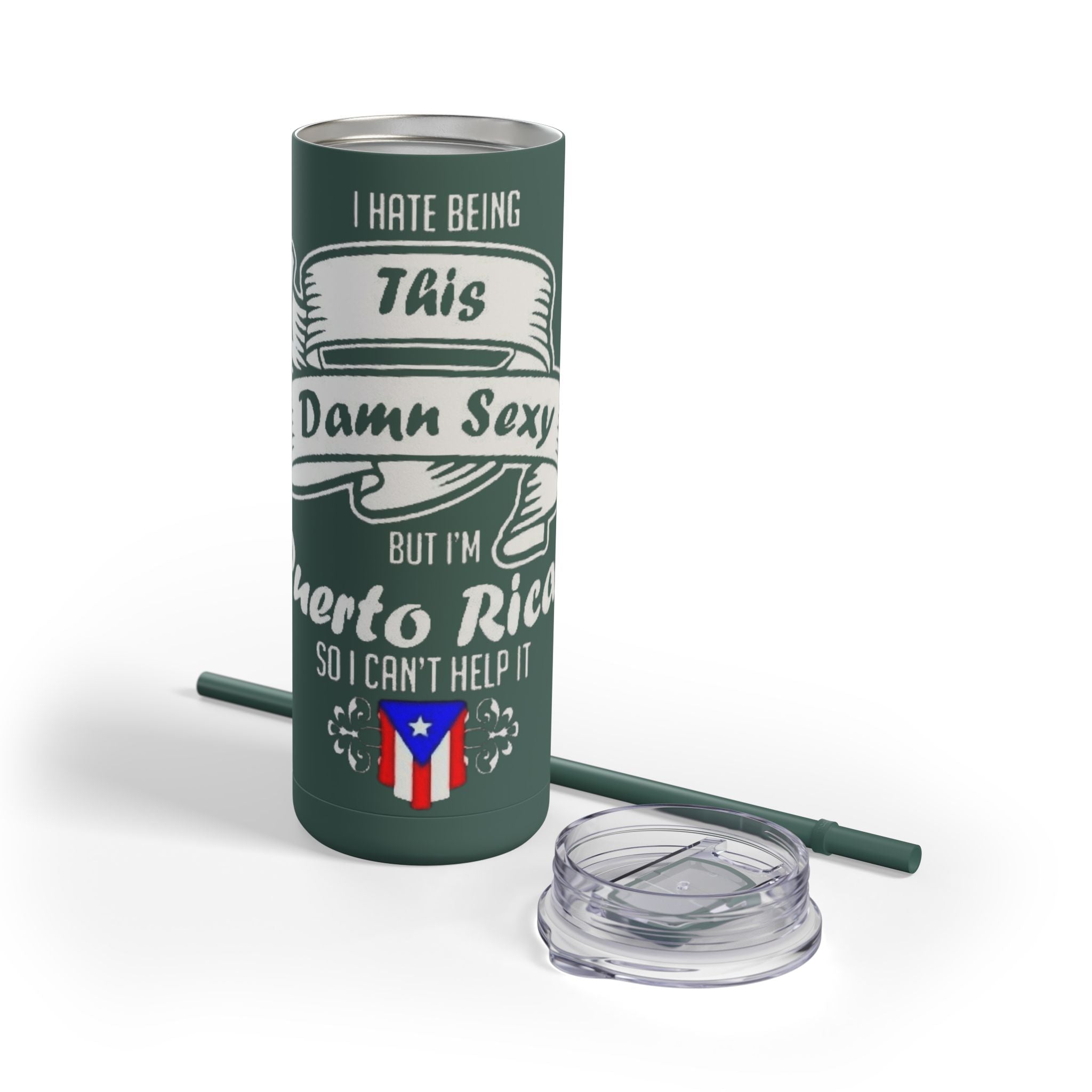 Puerto Rican Pride Skinny Matte Tumbler, 20oz | Perfect Gift for Afro - Latinx, Birthday, BBQ, Celebration, Fun Drinkware - Metamorphosis Creations