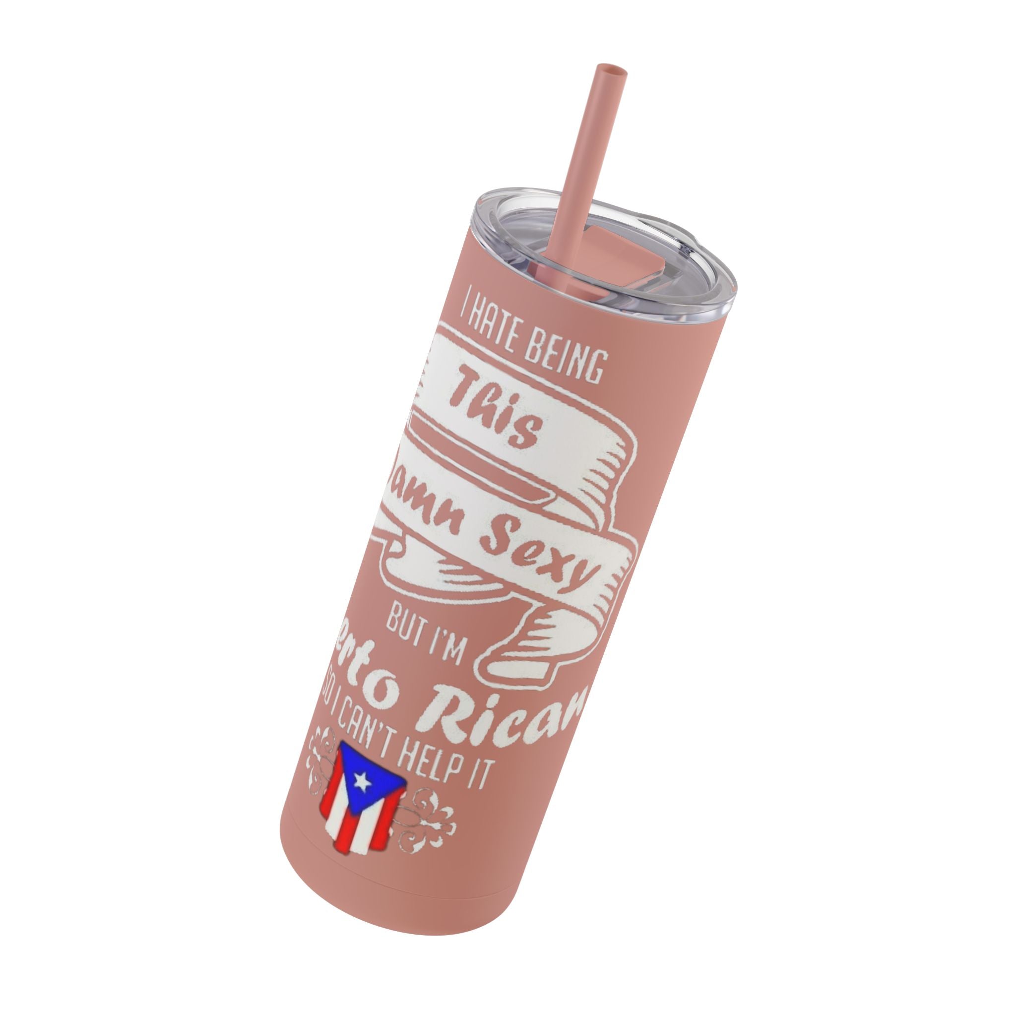 Puerto Rican Pride Skinny Matte Tumbler, 20oz | Perfect Gift for Afro - Latinx, Birthday, BBQ, Celebration, Fun Drinkware - Metamorphosis Creations
