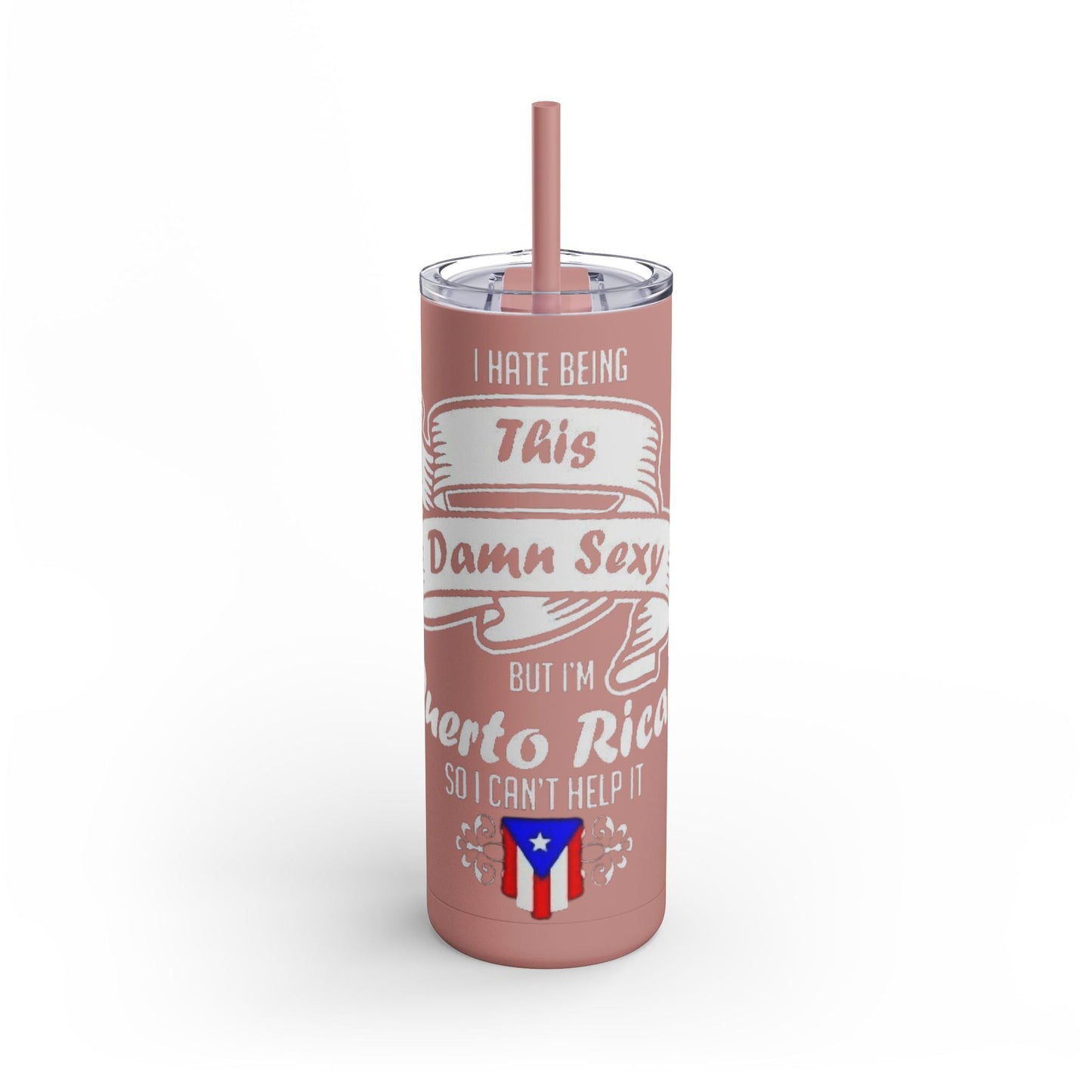 Puerto Rican Pride Skinny Matte Tumbler, 20oz | Perfect Gift for Afro - Latinx, Birthday, BBQ, Celebration, Fun Drinkware - Metamorphosis Creations