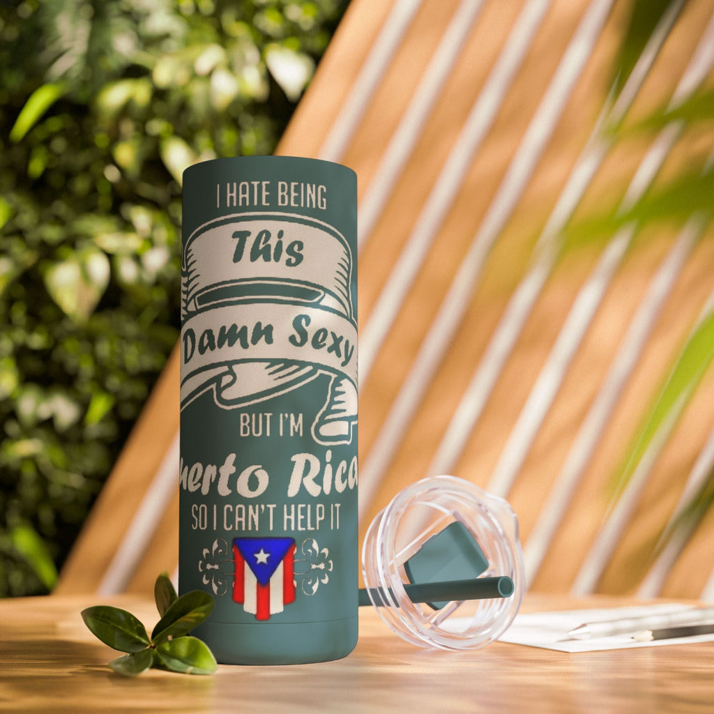Puerto Rican Pride Skinny Matte Tumbler, 20oz | Perfect Gift for Afro - Latinx, Birthday, BBQ, Celebration, Fun Drinkware - Metamorphosis Creations