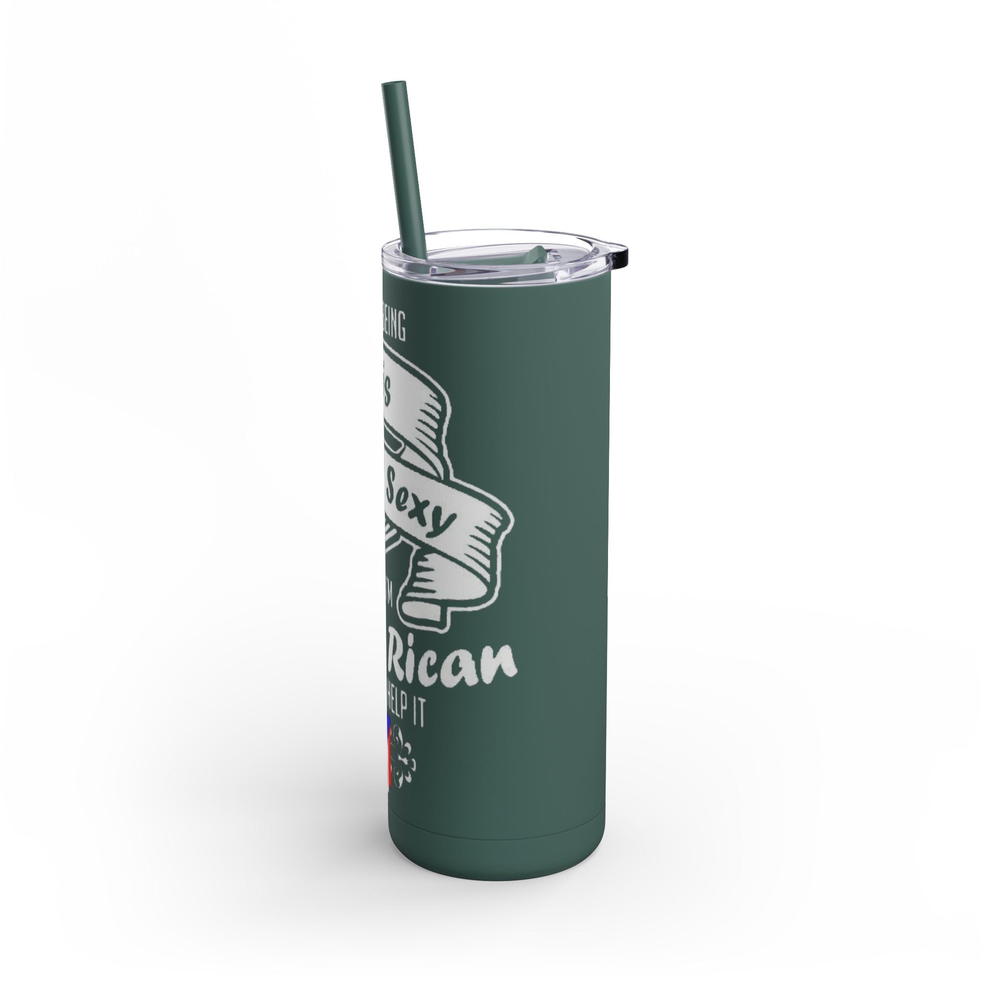 Puerto Rican Pride Skinny Matte Tumbler, 20oz | Perfect Gift for Afro - Latinx, Birthday, BBQ, Celebration, Fun Drinkware - Metamorphosis Creations