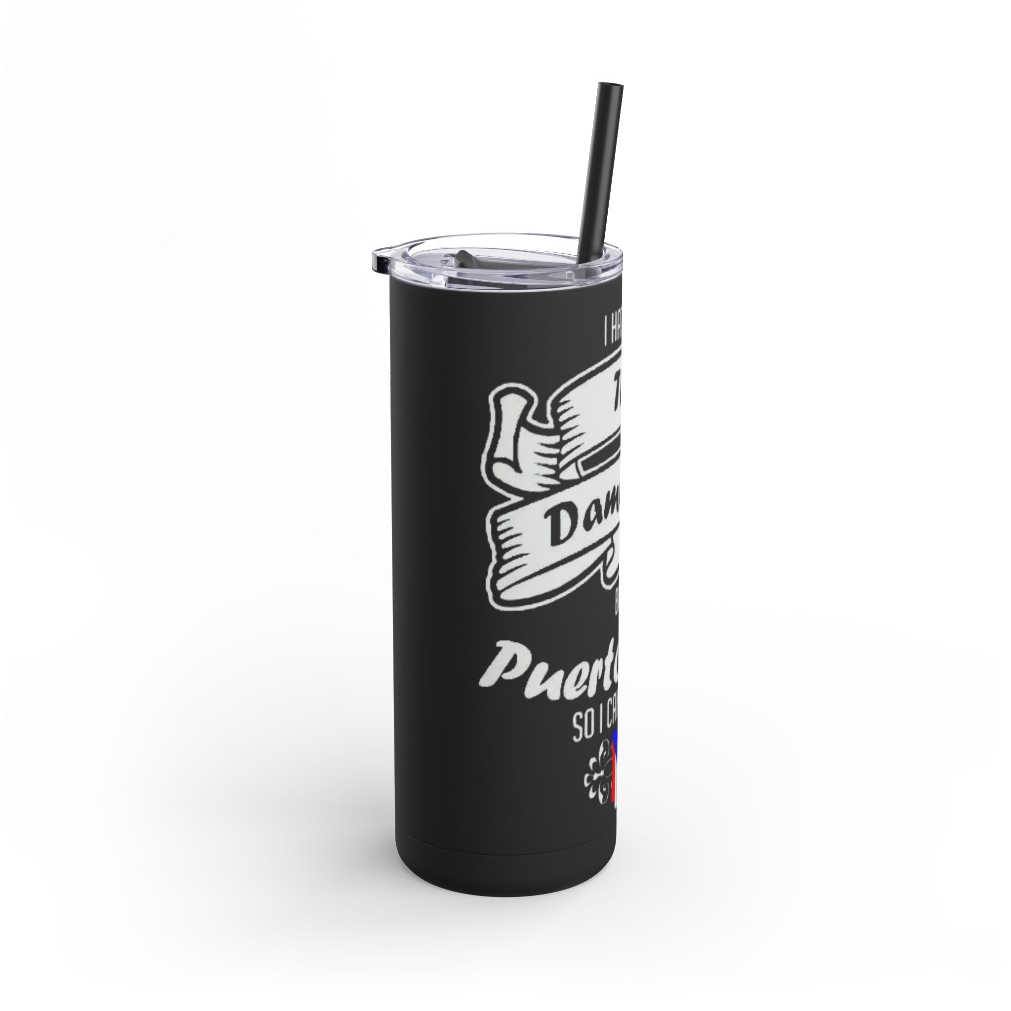 Puerto Rican Pride Skinny Matte Tumbler, 20oz | Perfect Gift for Afro - Latinx, Birthday, BBQ, Celebration, Fun Drinkware - Metamorphosis Creations