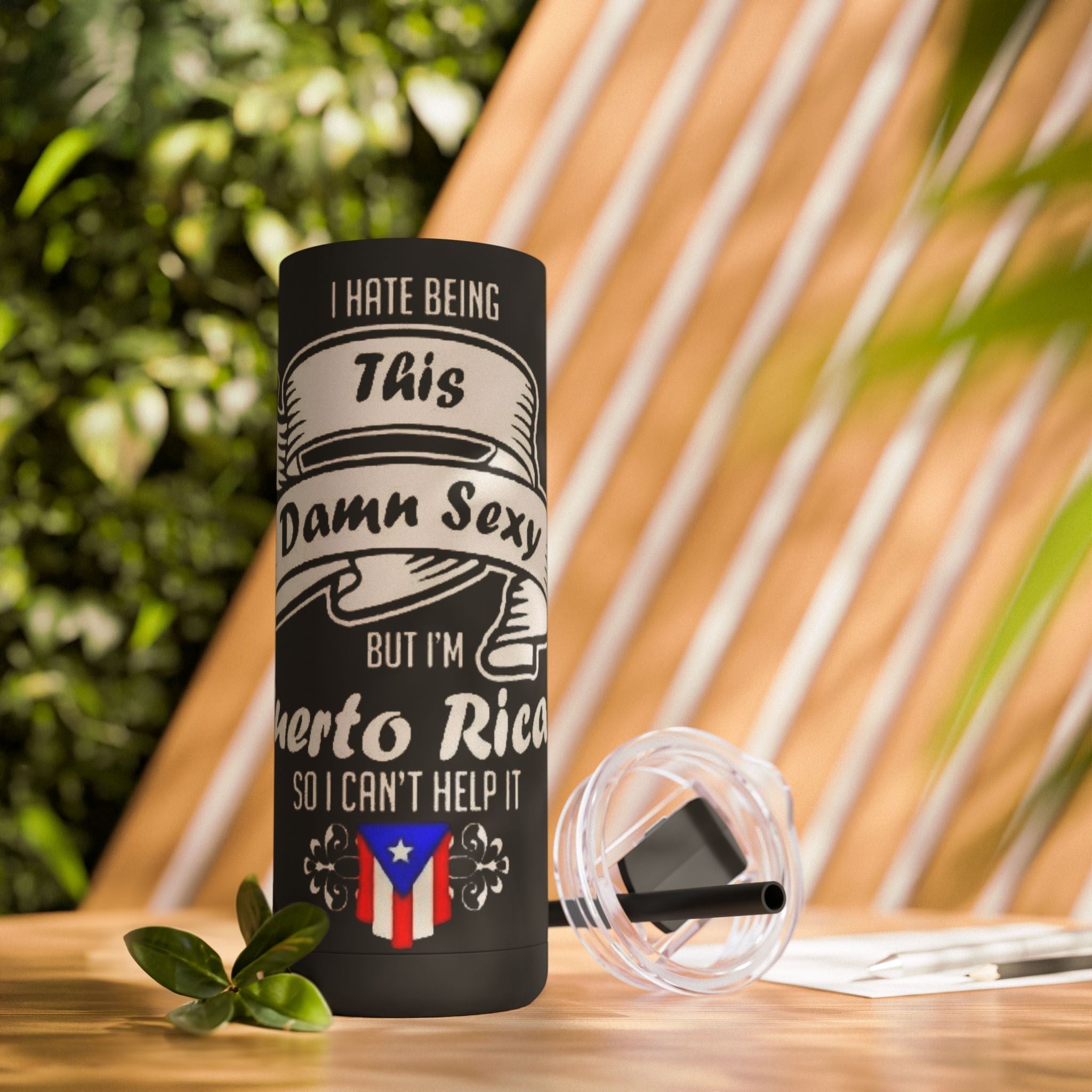 Puerto Rican Pride Skinny Matte Tumbler, 20oz | Perfect Gift for Afro - Latinx, Birthday, BBQ, Celebration, Fun Drinkware - Metamorphosis Creations