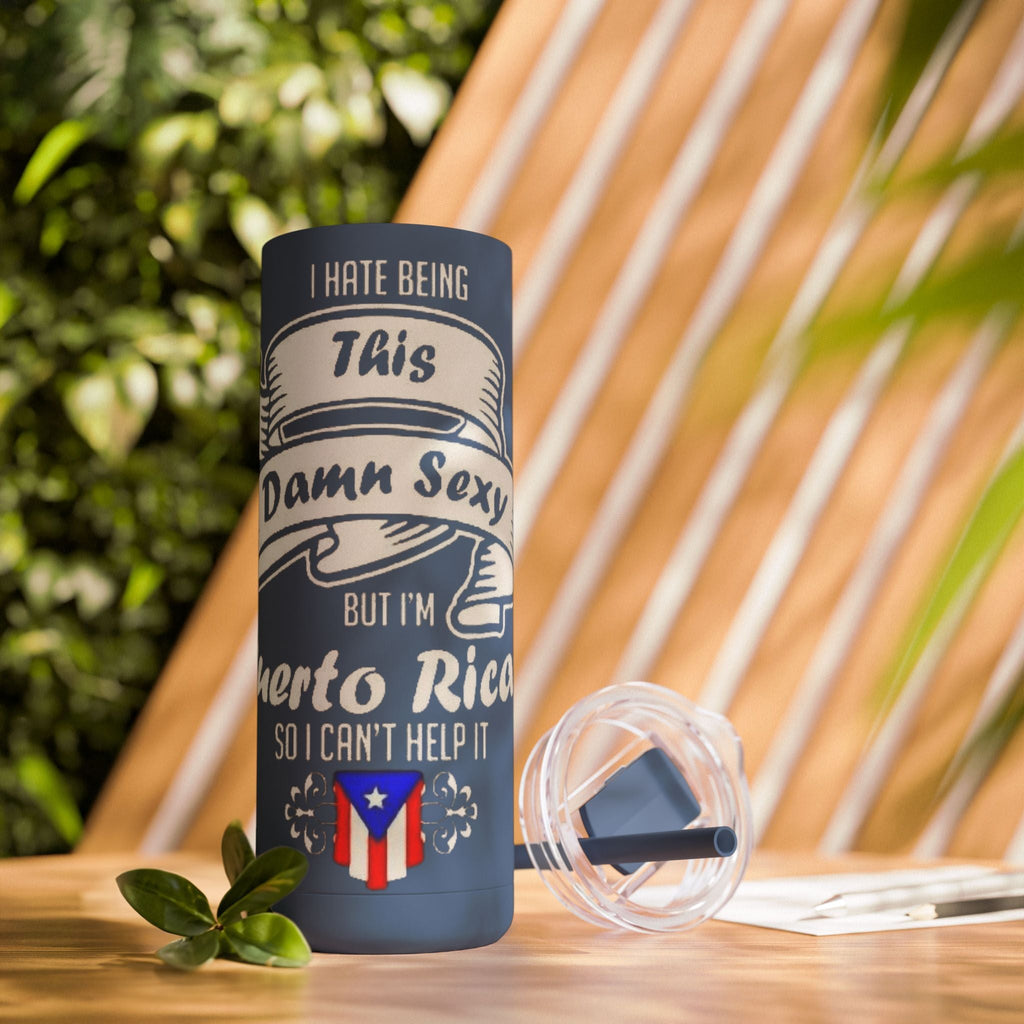 Puerto Rican Pride Skinny Matte Tumbler, 20oz | Perfect Gift for Afro - Latinx, Birthday, BBQ, Celebration, Fun Drinkware - Metamorphosis Creations