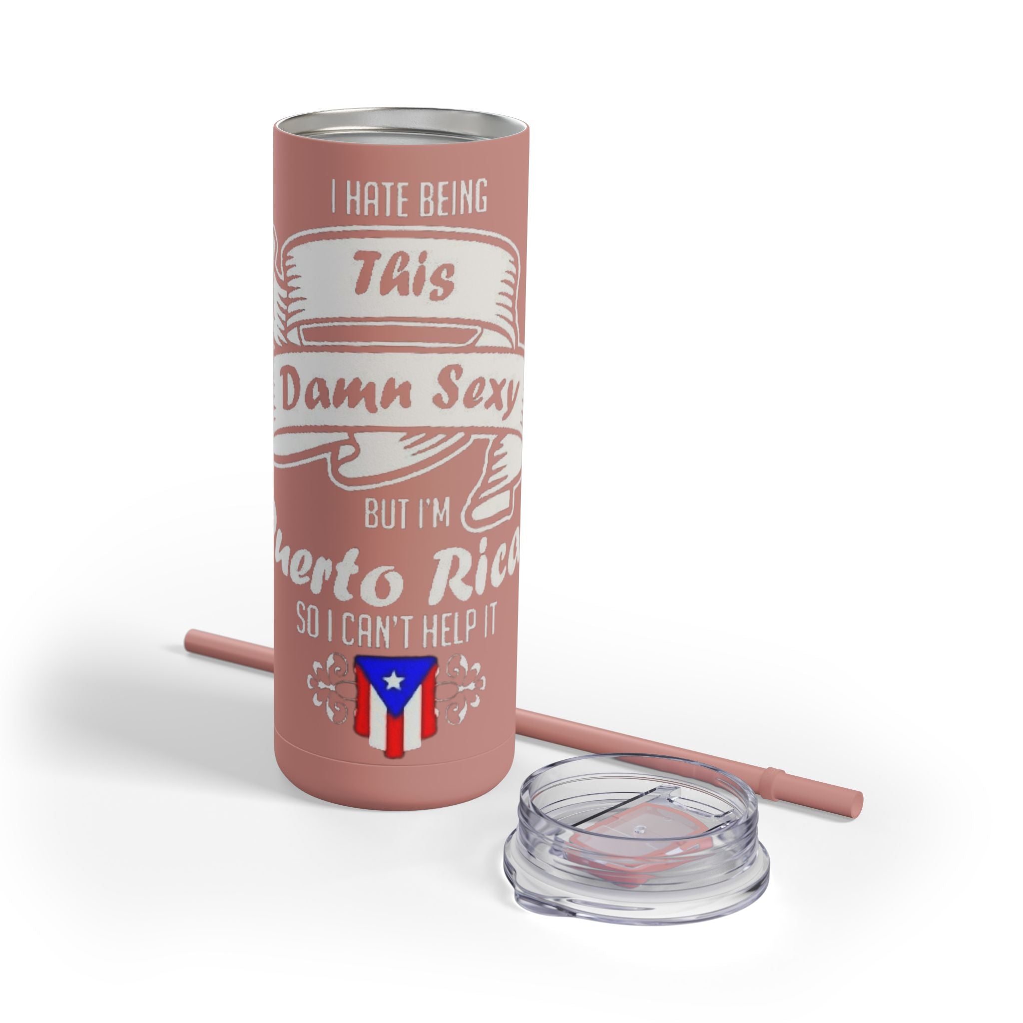 Puerto Rican Pride Skinny Matte Tumbler, 20oz | Perfect Gift for Afro - Latinx, Birthday, BBQ, Celebration, Fun Drinkware - Metamorphosis Creations