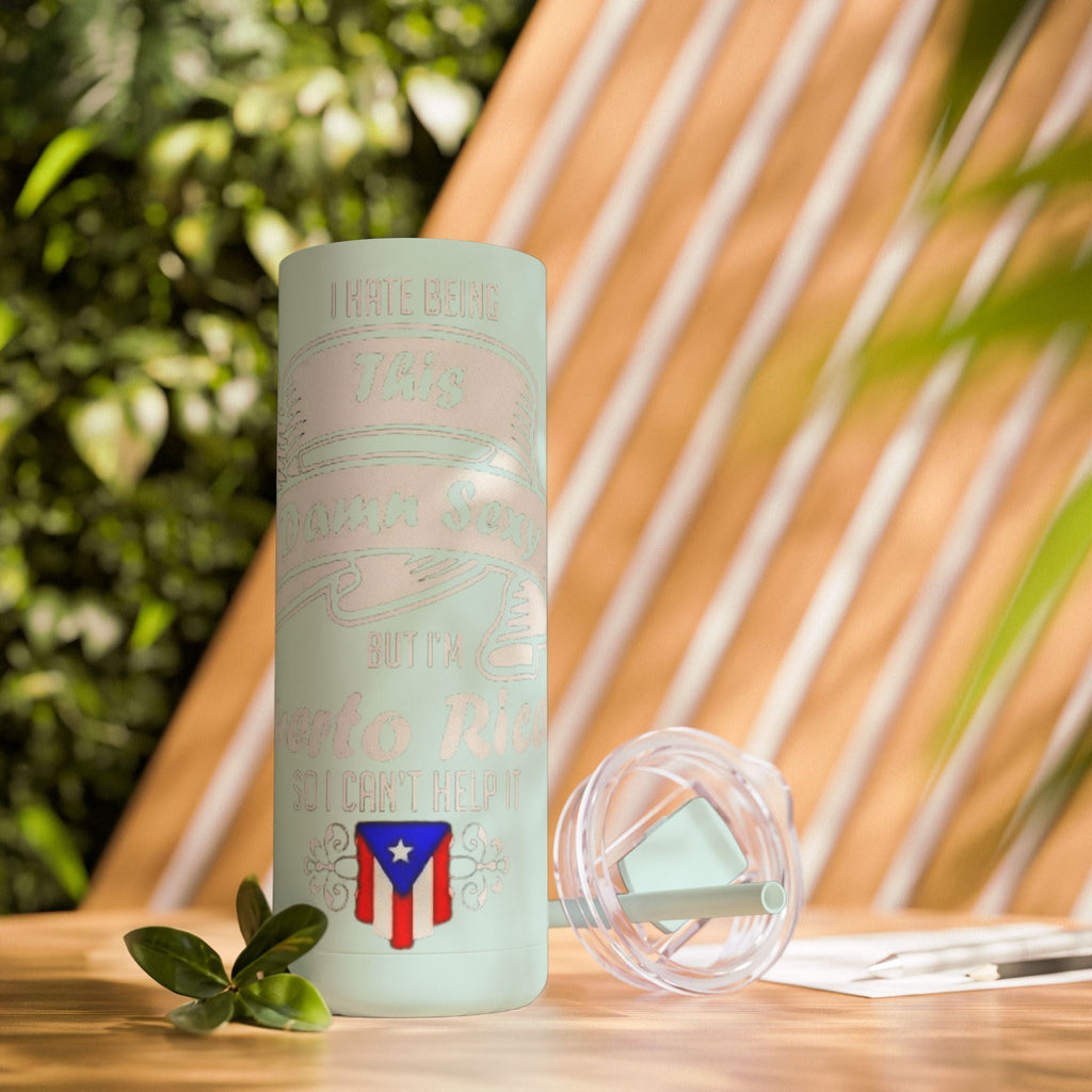 Puerto Rican Pride Skinny Matte Tumbler, 20oz | Perfect Gift for Afro - Latinx, Birthday, BBQ, Celebration, Fun Drinkware - Metamorphosis Creations
