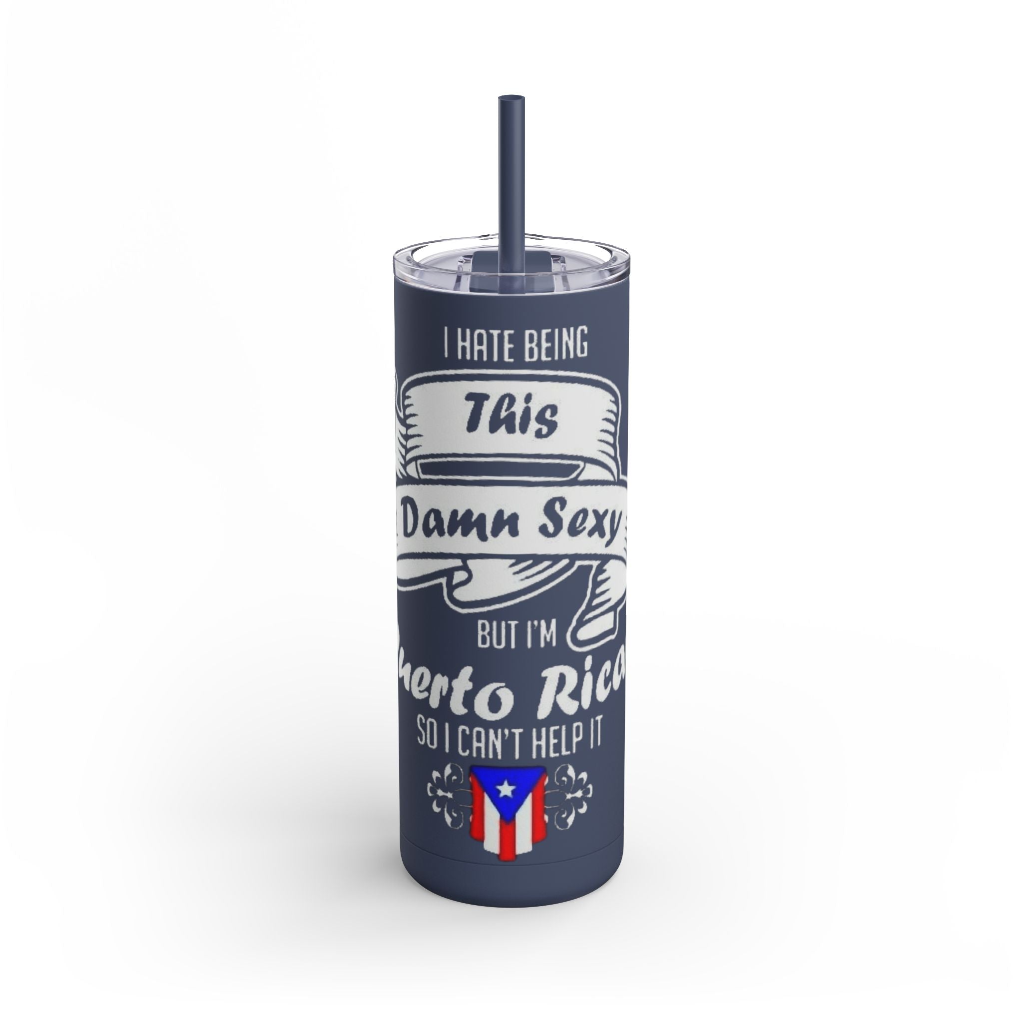 Puerto Rican Pride Skinny Matte Tumbler, 20oz | Perfect Gift for Afro - Latinx, Birthday, BBQ, Celebration, Fun Drinkware - Metamorphosis Creations