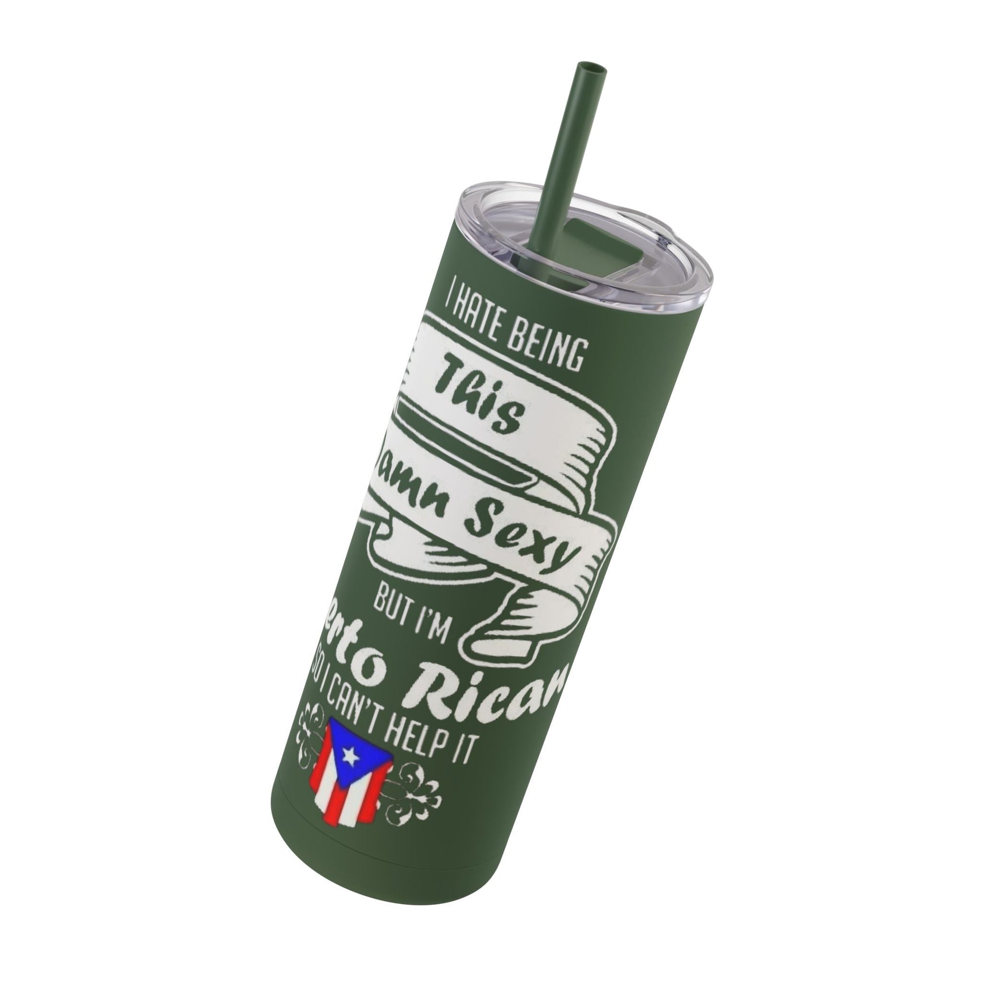 Puerto Rican Pride Skinny Matte Tumbler, 20oz | Perfect Gift for Afro - Latinx, Birthday, BBQ, Celebration, Fun Drinkware - Metamorphosis Creations