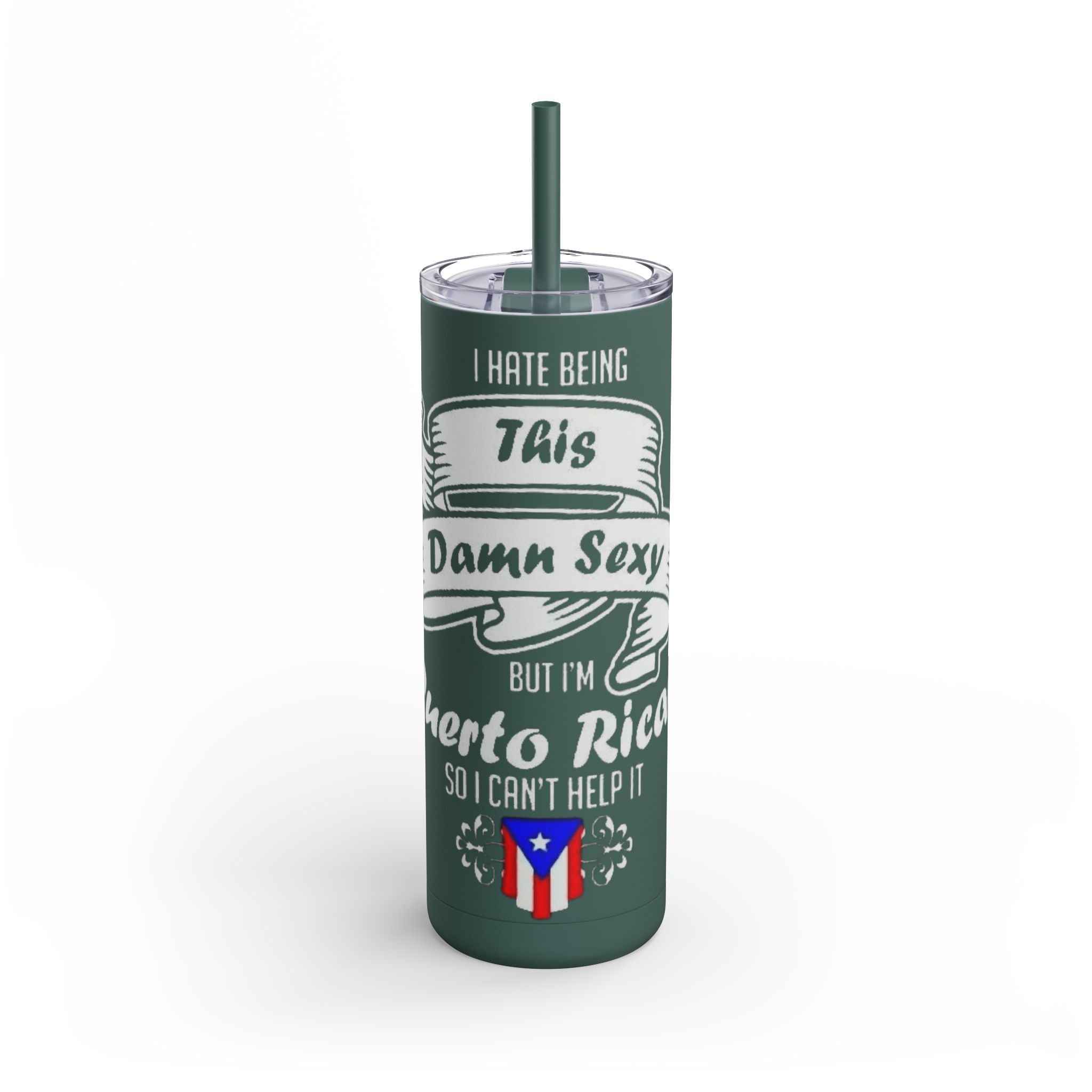Puerto Rican Pride Skinny Matte Tumbler, 20oz | Perfect Gift for Afro - Latinx, Birthday, BBQ, Celebration, Fun Drinkware - Metamorphosis Creations