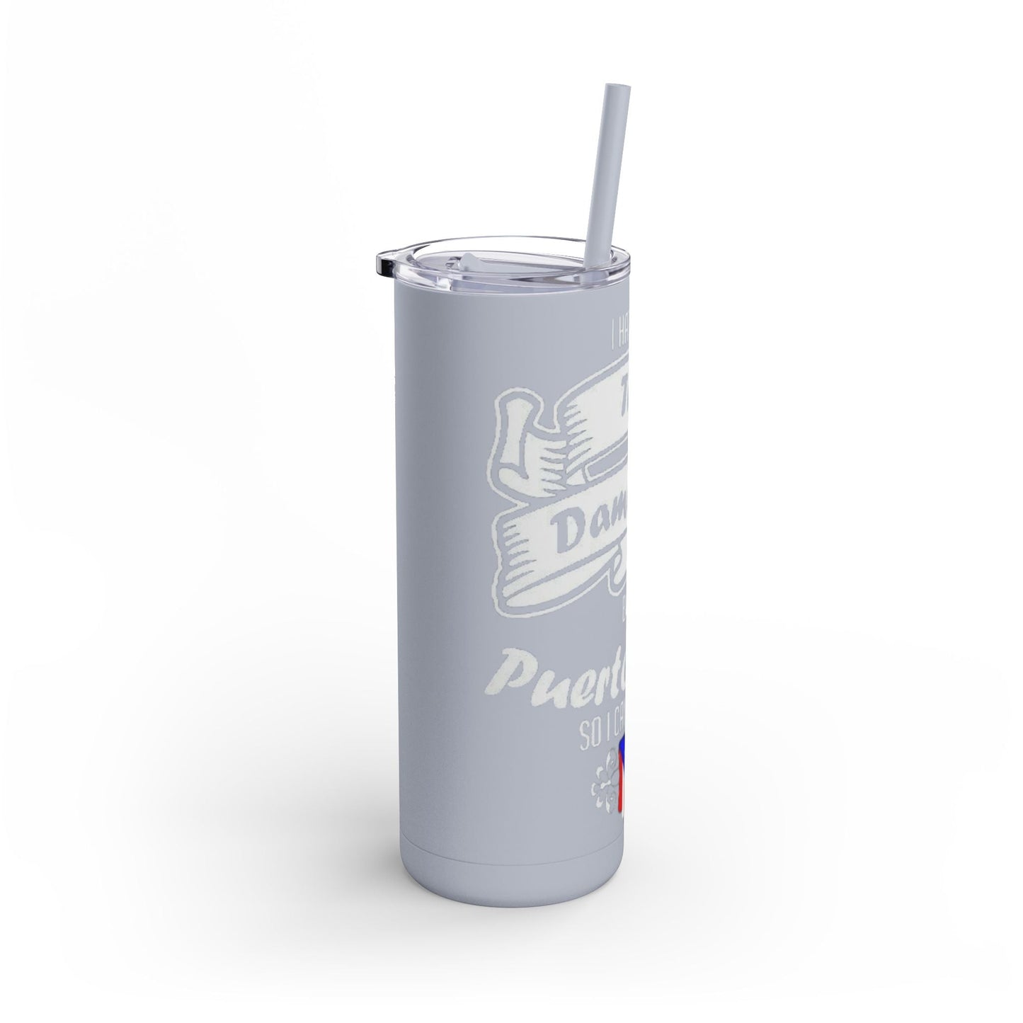 Puerto Rican Pride Skinny Matte Tumbler, 20oz | Perfect Gift for Afro - Latinx, Birthday, BBQ, Celebration, Fun Drinkware - Metamorphosis Creations