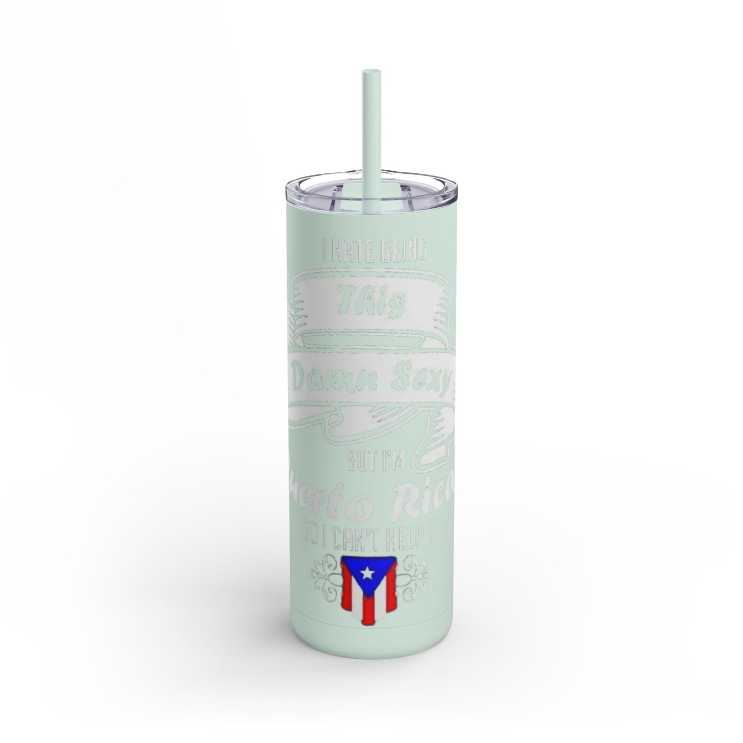Puerto Rican Pride Skinny Matte Tumbler, 20oz | Perfect Gift for Afro - Latinx, Birthday, BBQ, Celebration, Fun Drinkware - Metamorphosis Creations