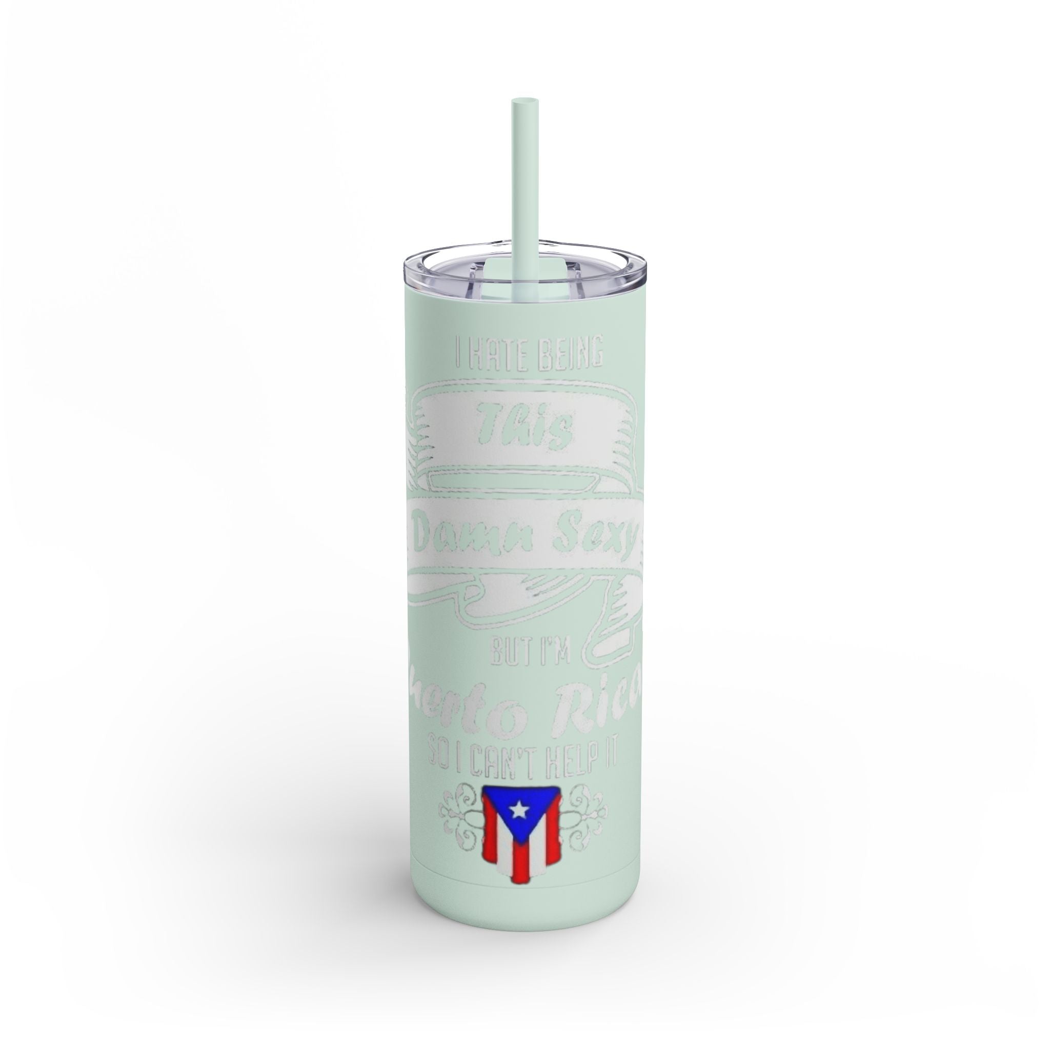 Puerto Rican Pride Skinny Matte Tumbler, 20oz | Perfect Gift for Afro - Latinx, Birthday, BBQ, Celebration, Fun Drinkware - Metamorphosis Creations