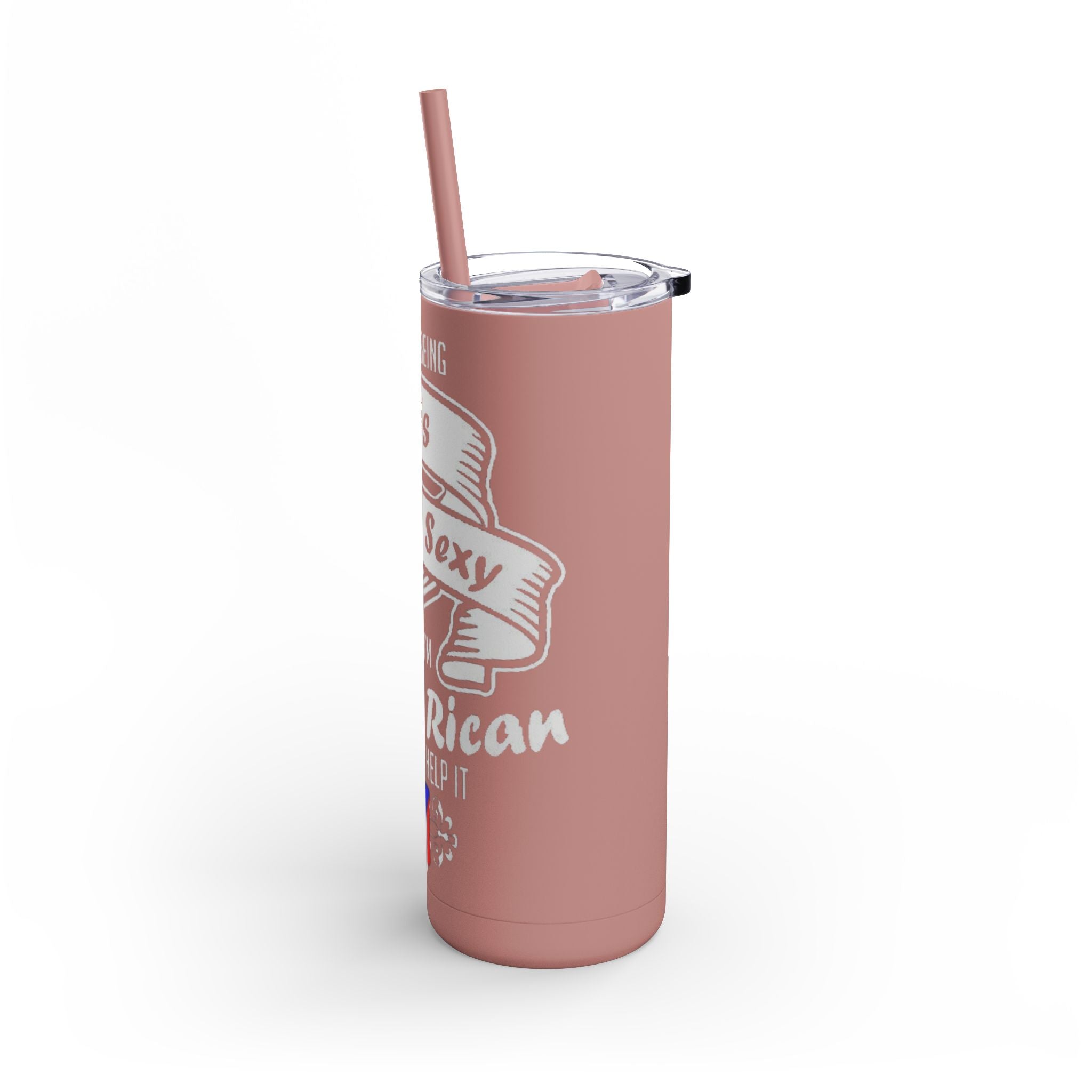 Puerto Rican Pride Skinny Matte Tumbler, 20oz | Perfect Gift for Afro - Latinx, Birthday, BBQ, Celebration, Fun Drinkware - Metamorphosis Creations
