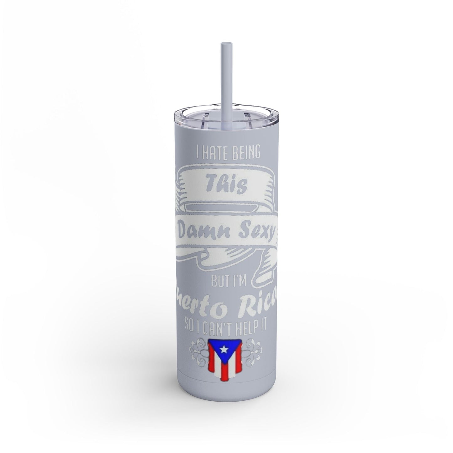 Puerto Rican Pride Skinny Matte Tumbler, 20oz | Perfect Gift for Afro - Latinx, Birthday, BBQ, Celebration, Fun Drinkware - Metamorphosis Creations