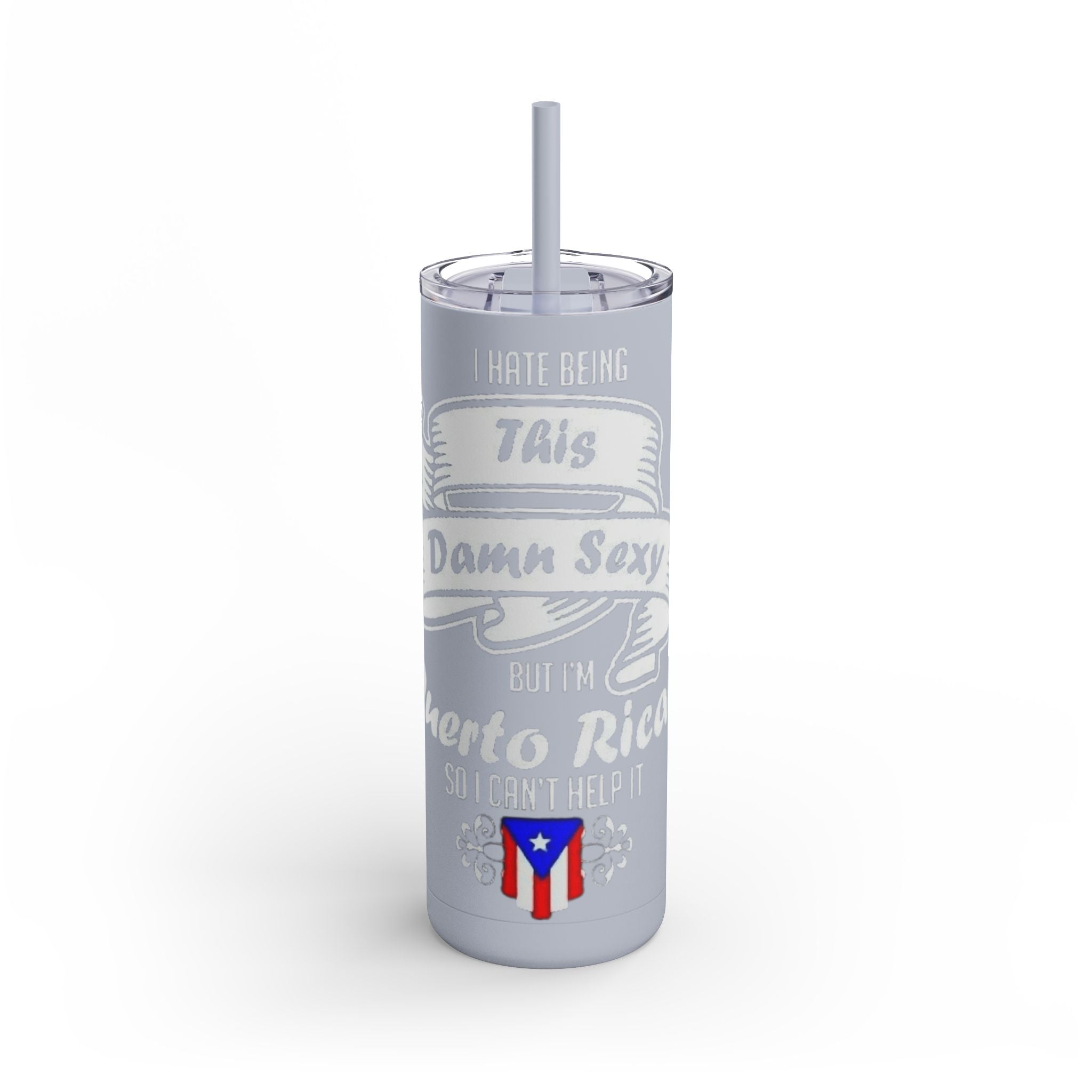 Puerto Rican Pride Skinny Matte Tumbler, 20oz | Perfect Gift for Afro - Latinx, Birthday, BBQ, Celebration, Fun Drinkware - Metamorphosis Creations