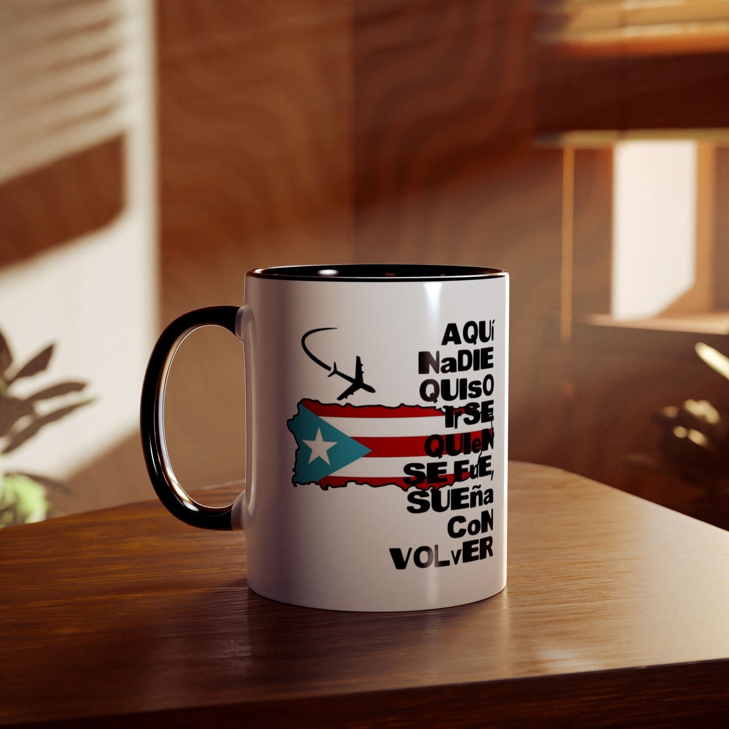 Puerto Rican Pride Two - Tone Coffee Mug, 11oz - Gift for Coffee Lovers, Home Decor, Travel Souvenirs, Unique Kitchenware, Independence Day - Metamorphosis Creations
