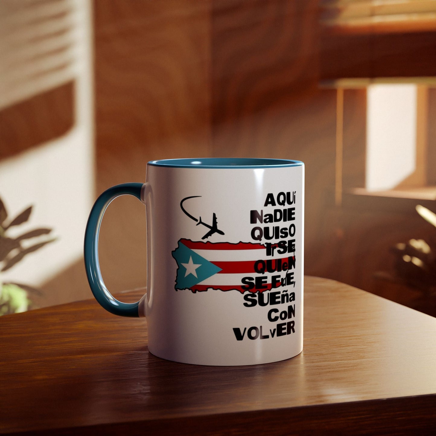 Puerto Rican Pride Two - Tone Coffee Mug, 11oz - Gift for Coffee Lovers, Home Decor, Travel Souvenirs, Unique Kitchenware, Independence Day - Metamorphosis Creations