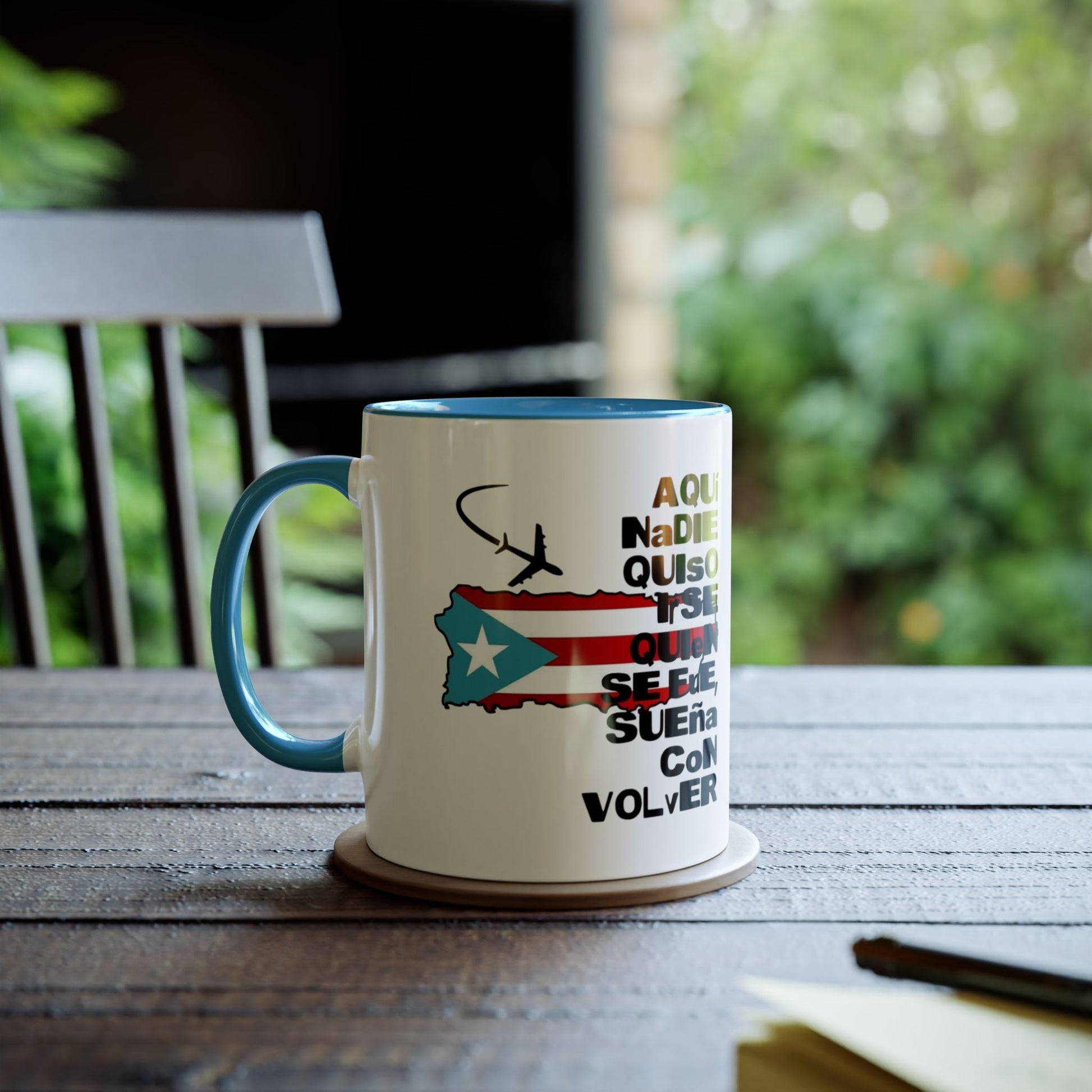 Puerto Rican Pride Two - Tone Coffee Mug, 11oz - Gift for Coffee Lovers, Home Decor, Travel Souvenirs, Unique Kitchenware, Independence Day - Metamorphosis Creations